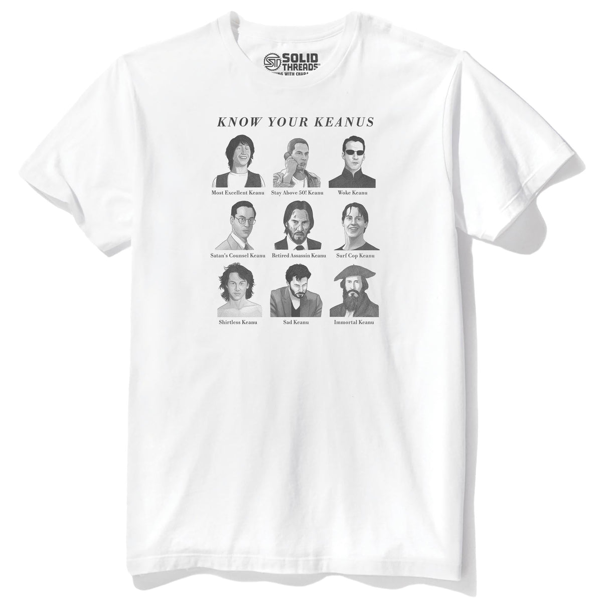 Know Your Keanus Funny Staple T-shirt in White - Front View
