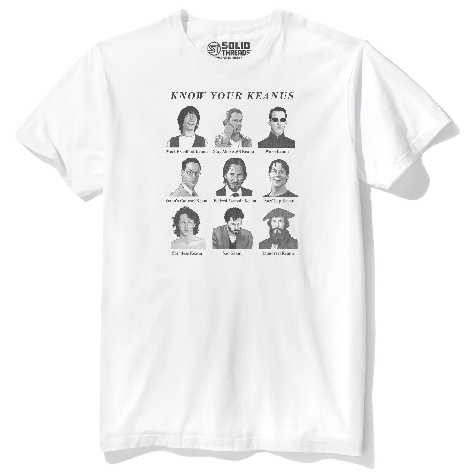 Know Your Keanus Funny Staple T-shirt in White - Front View