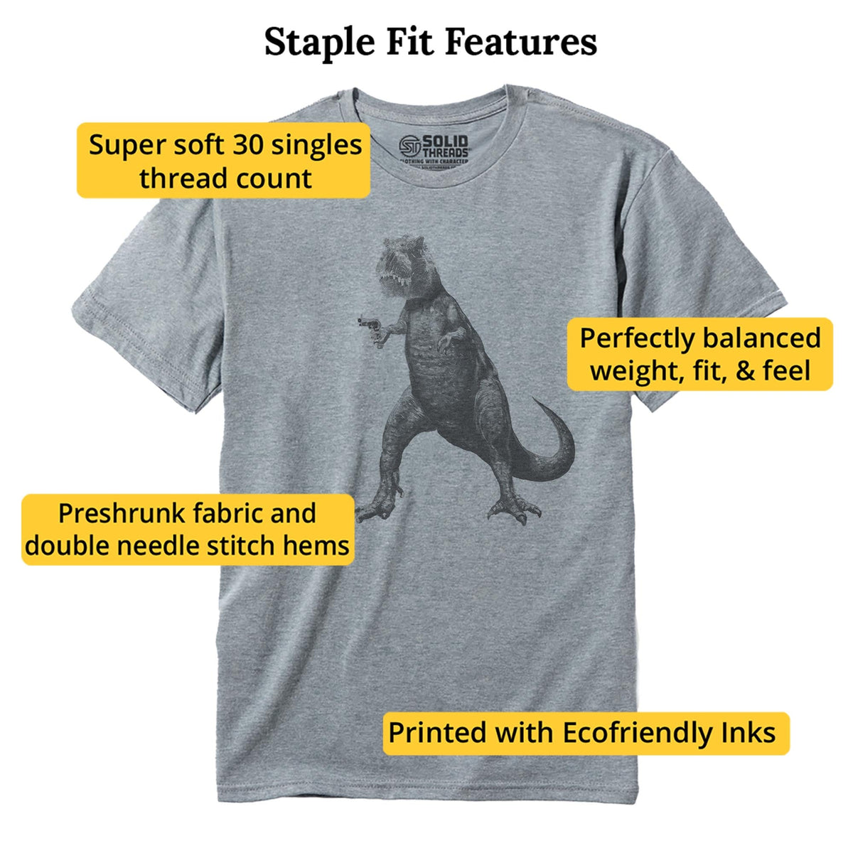 Deadliest Predator Cool Staple T-shirt in Ash Heather - Fit Attributes