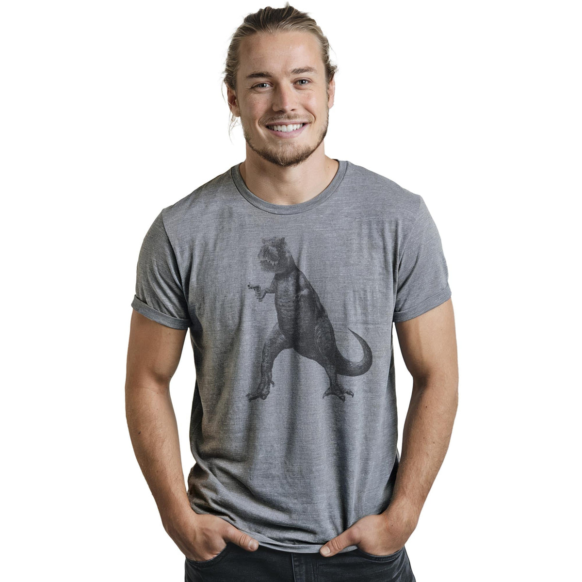 Deadliest Predator Cool Staple T-shirt in Ash Heather On Model - Front View