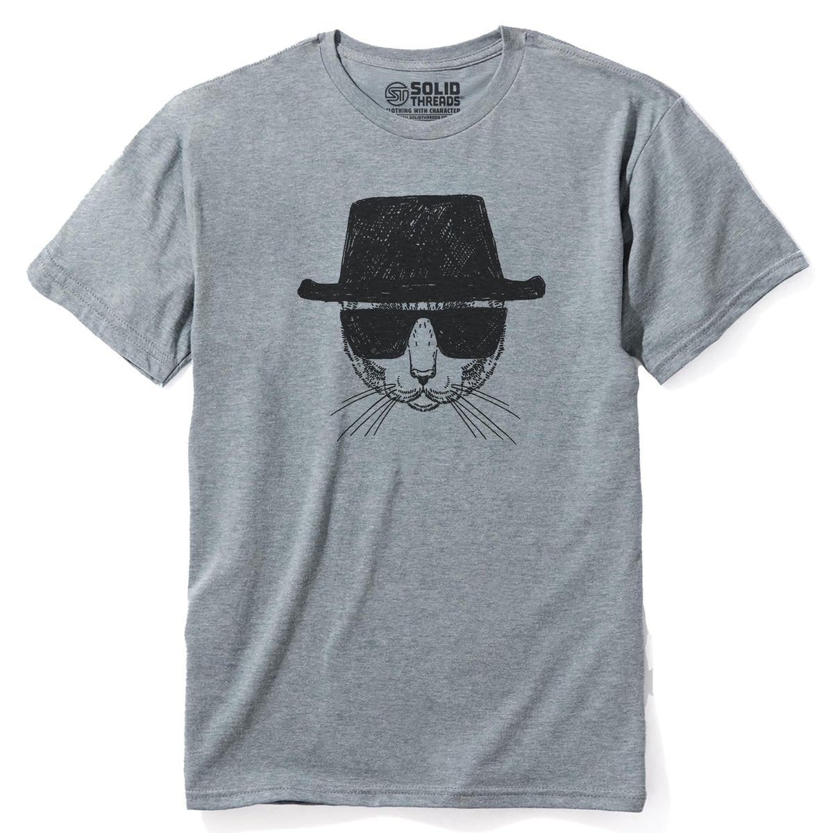 Catsenberg Funny Staple T-shirt in Ash Heather - Front View