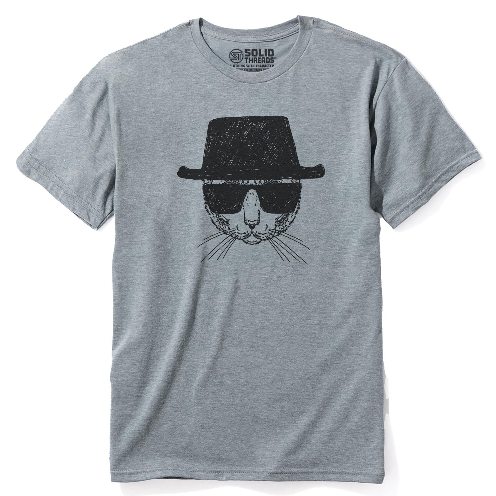 Catsenberg Funny Staple T-shirt in Ash Heather - Front View