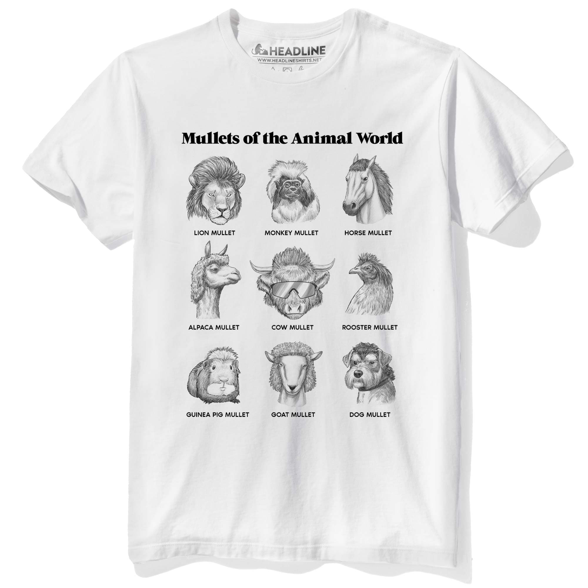 Men's Mullets Of The Animal World Funny Graphic T-Shirt | Cool Nature   Tee | Solid Threads