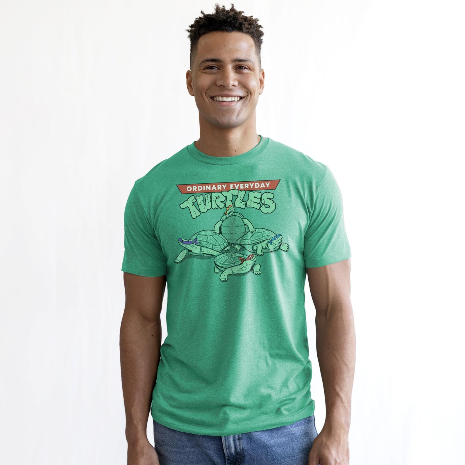 Ordinary Everyday Turtles Vintage Staple T-shirt in Kelly Heather - Front View
