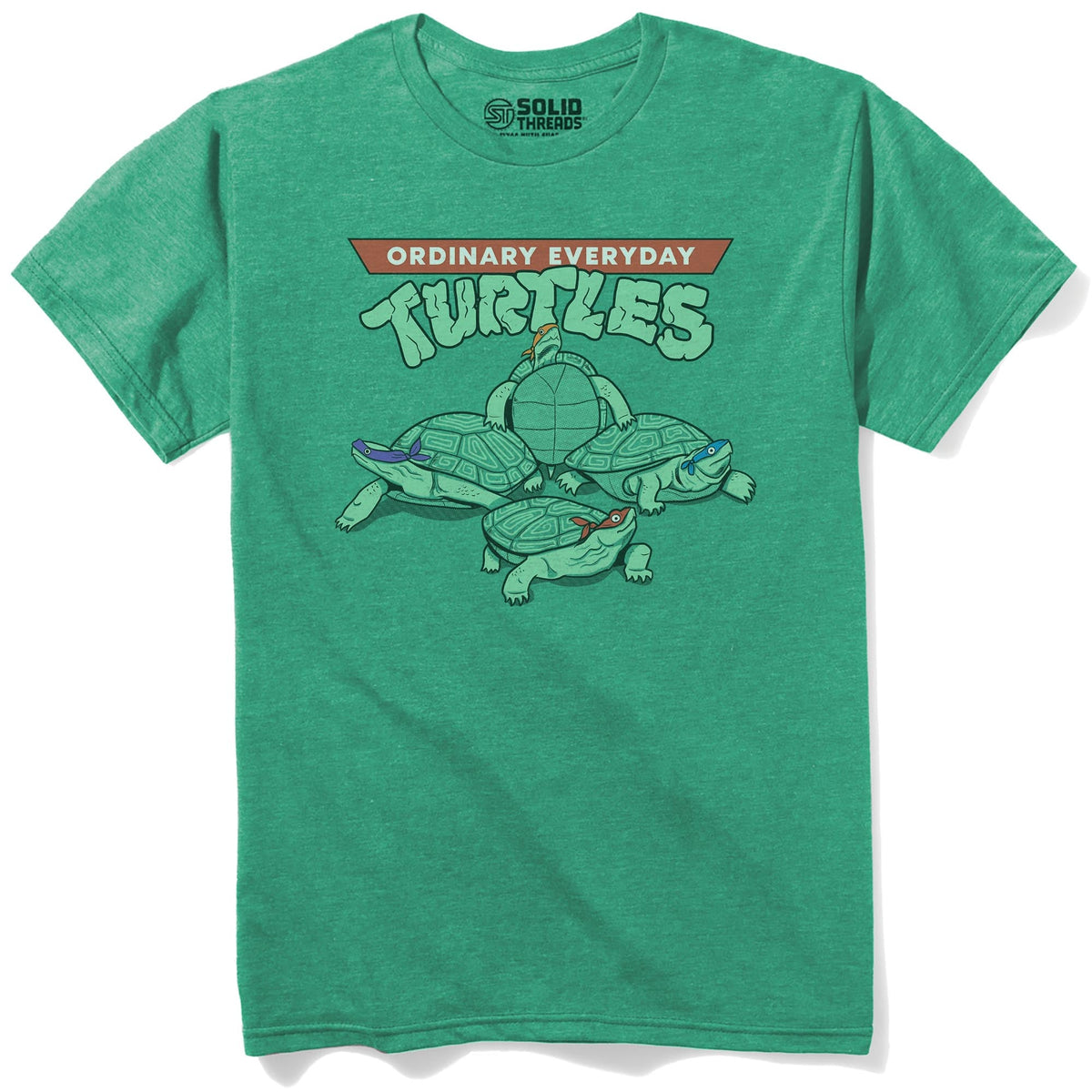 Ordinary Everyday Turtles Vintage Staple T-shirt in Kelly Heather - Front View