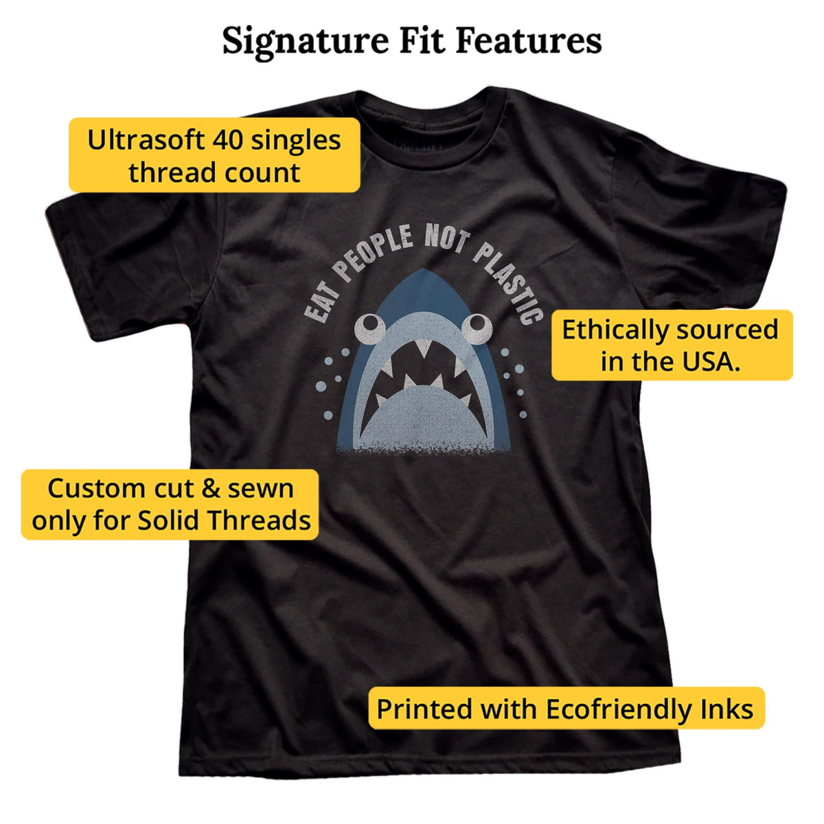 Eat People Not Plastic Cool Signature T-shirt in Black - Fit Attributes