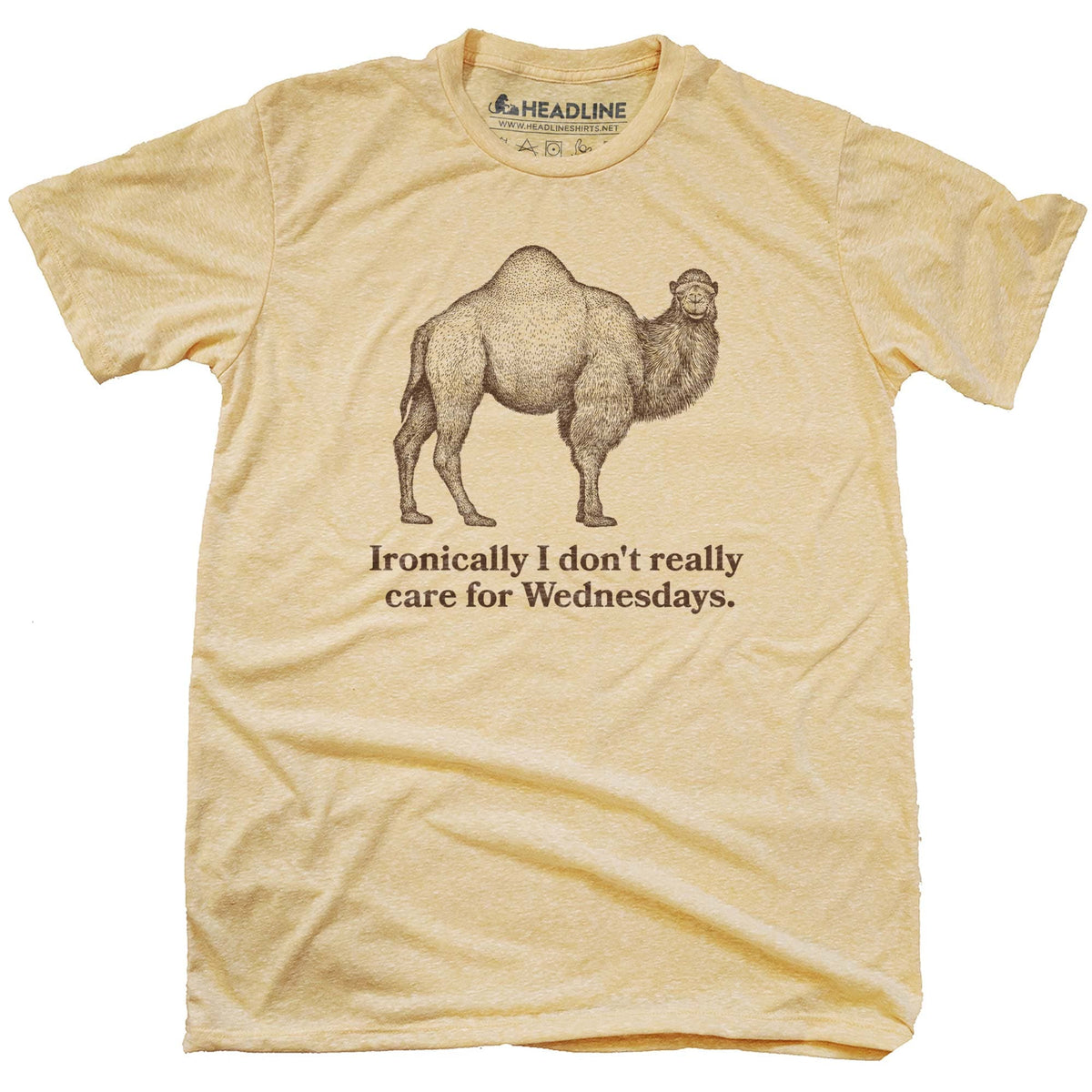 Men&#39;s Ironic Camel Funny Animal Graphic T-Shirt | Cool Wednesday Pun Hump Day Tee | Solid Threads