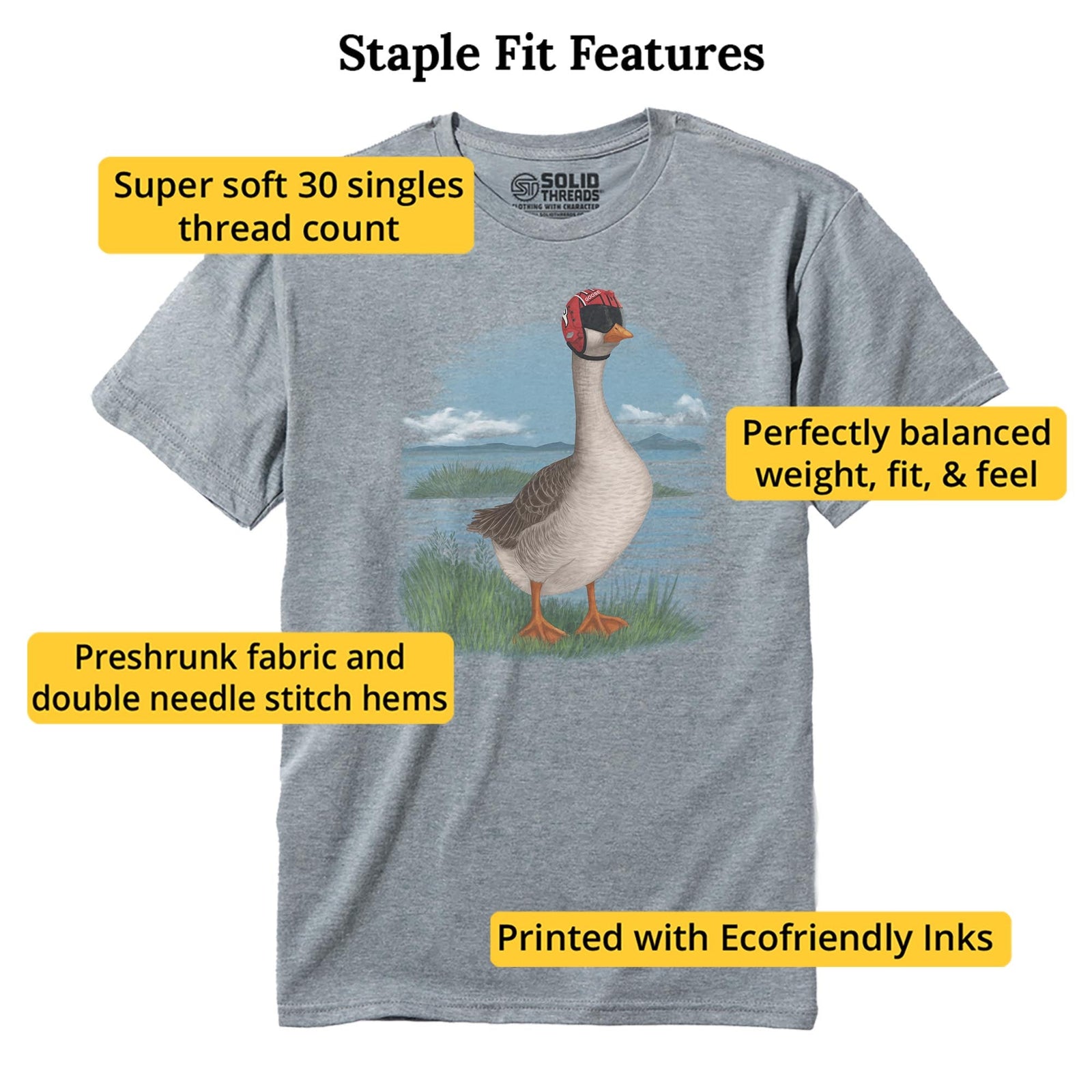 Goose Funny Staple T-shirt in Ash Heather - Fit Attributes