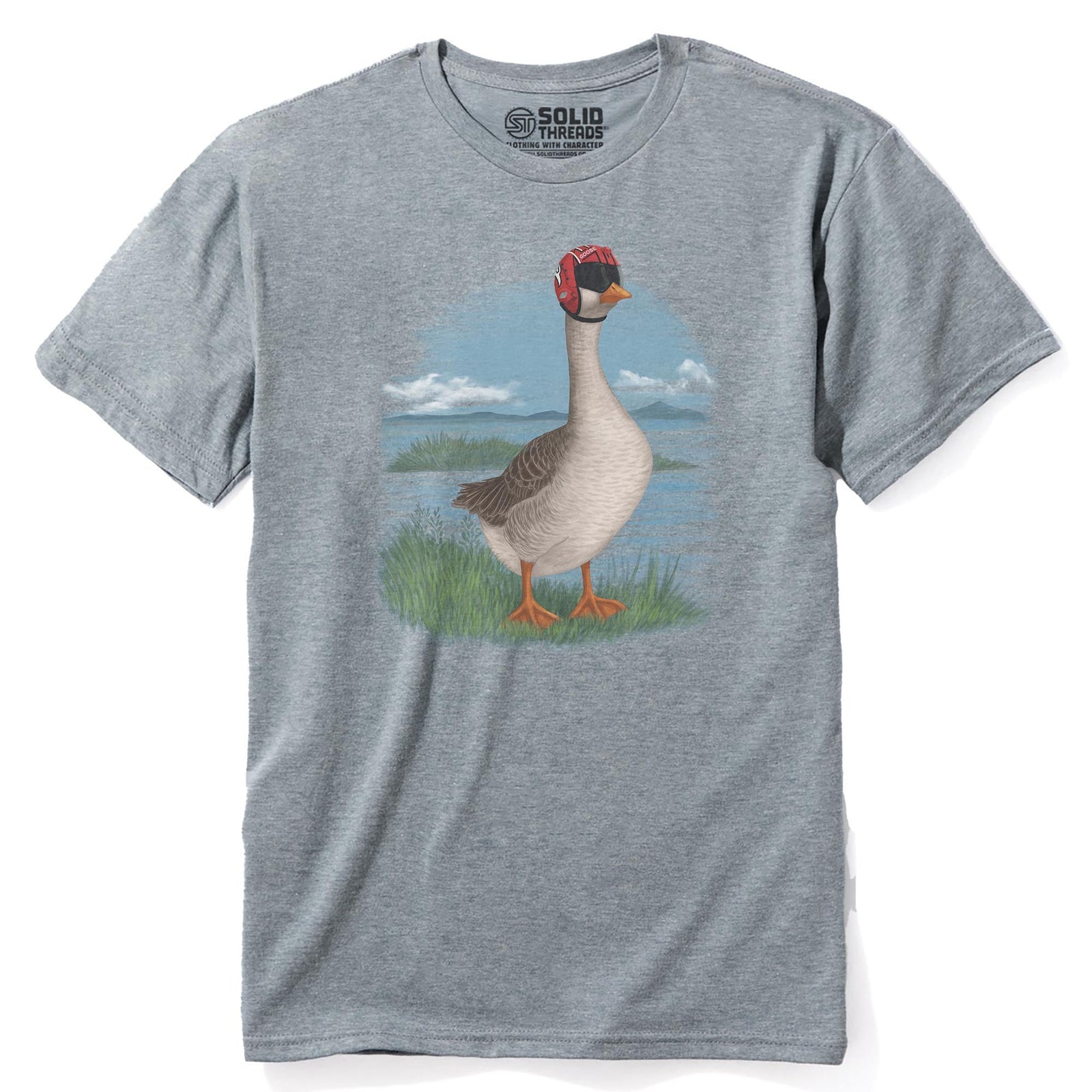 Goose Funny Staple T-shirt in Ash Heather - Front View
