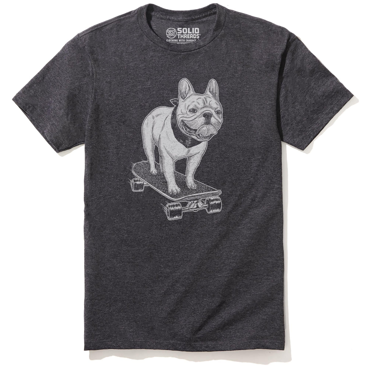 Frenchie Skateboarding Cool Staple T-shirt in Charcoal Heather - Front View