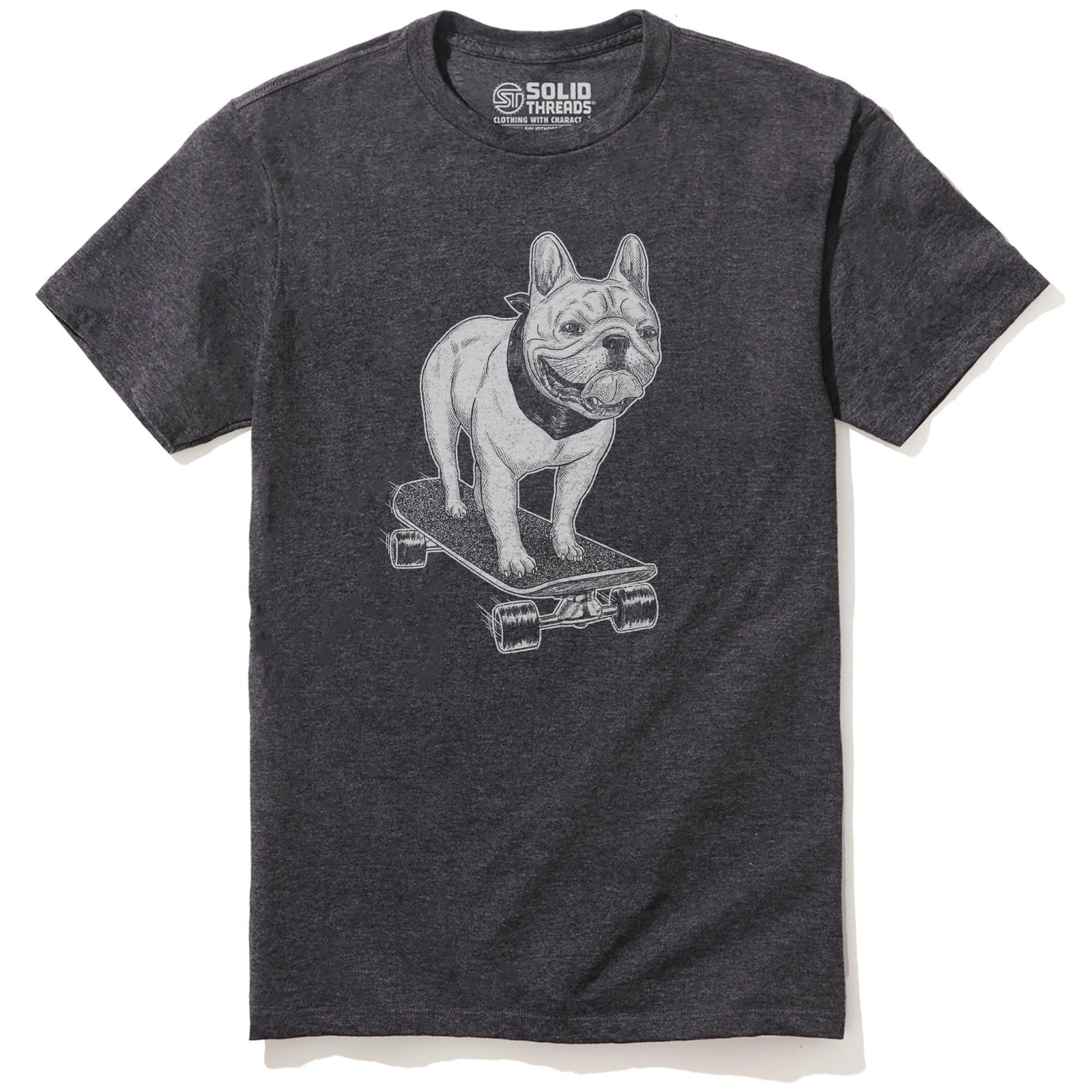 Frenchie Skateboarding Cool Staple T-shirt in Charcoal Heather - Front View
