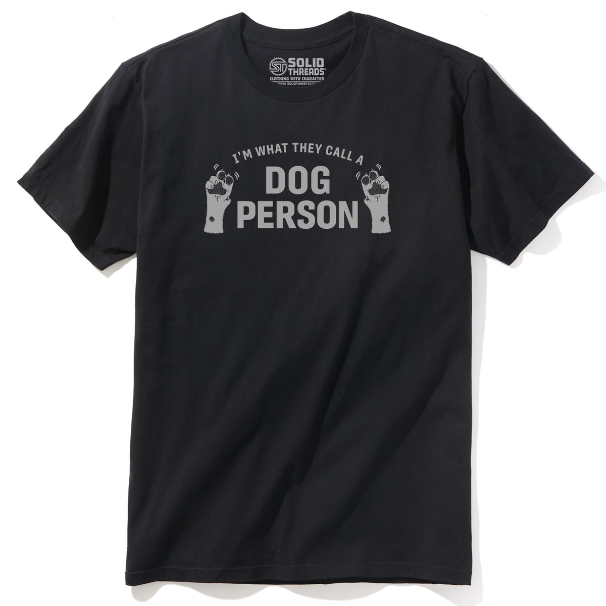 Dog Paw Air Quotes Funny Staple T-shirt in Black - Front View