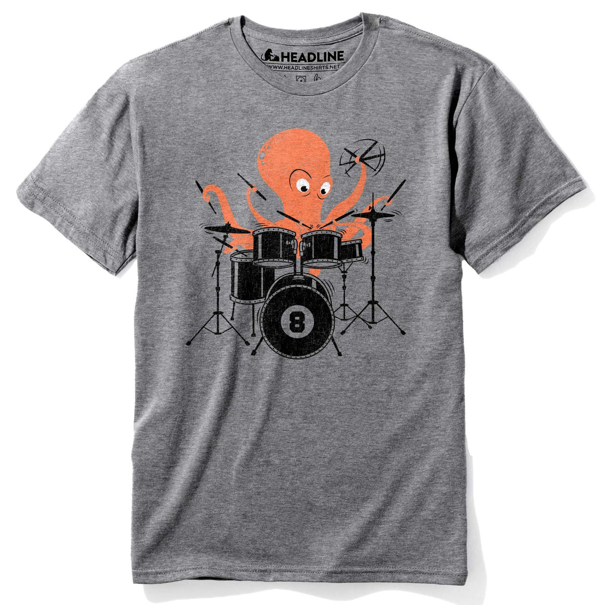 Men&#39;s Octopus Drummer Cool Graphic T-Shirt | Designer Rock Music  Tee | Solid Threads