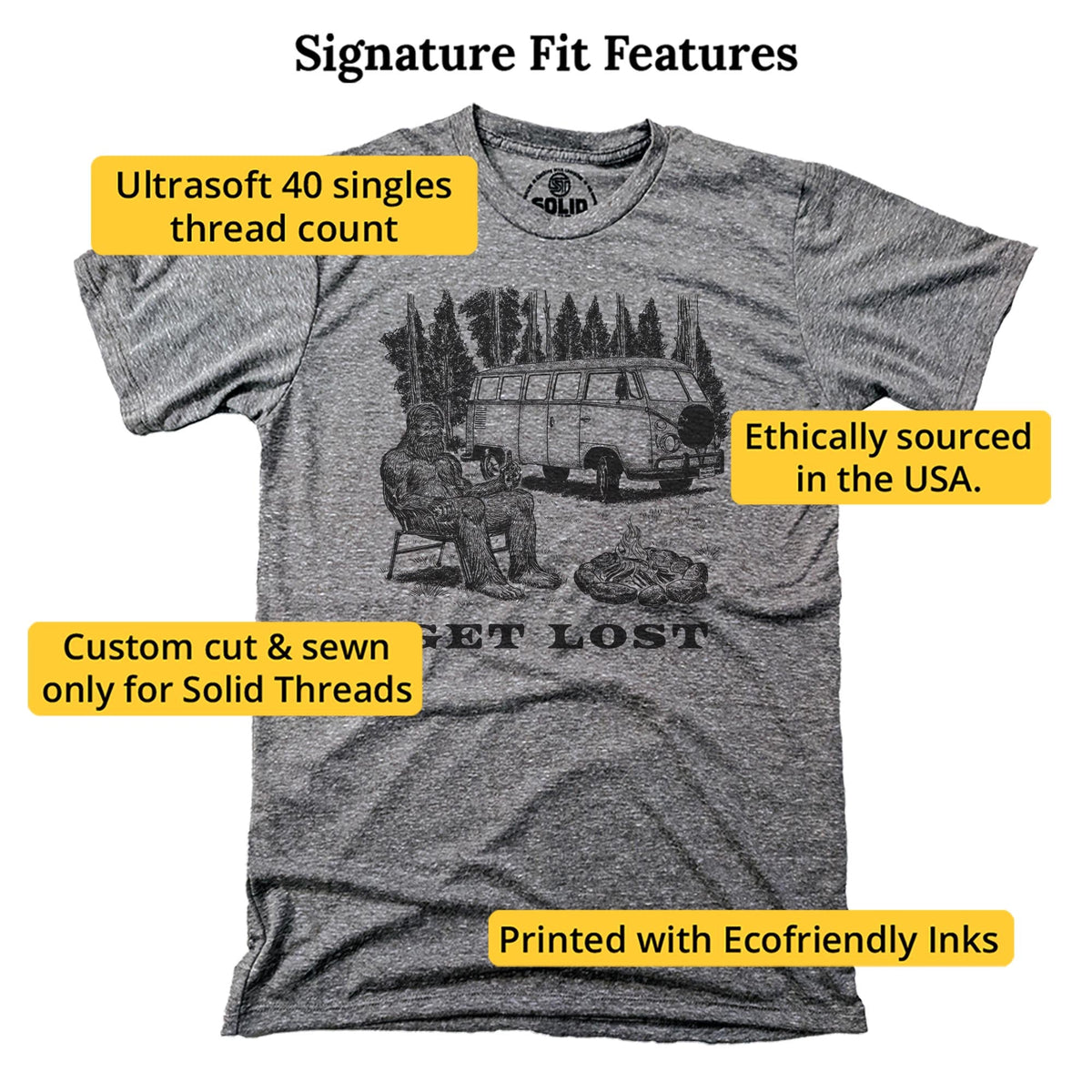Get Lost Funny Signature T-shirt in Triblend Grey - Fit Attributes