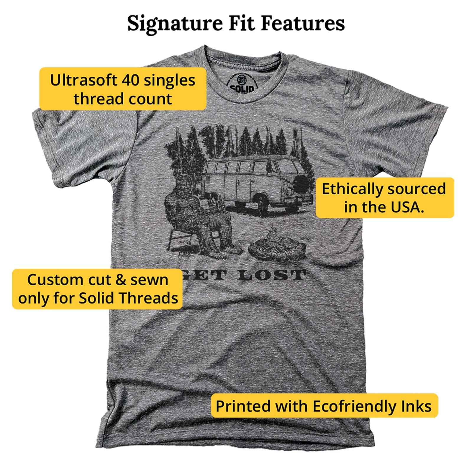 Get Lost Funny Signature T-shirt in Triblend Grey - Fit Attributes