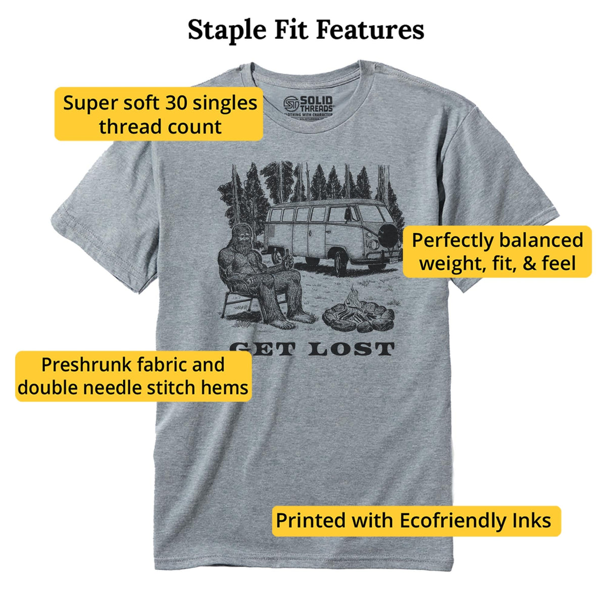 Get Lost Funny Staple T-shirt in Ash Heather - Fit Attributes