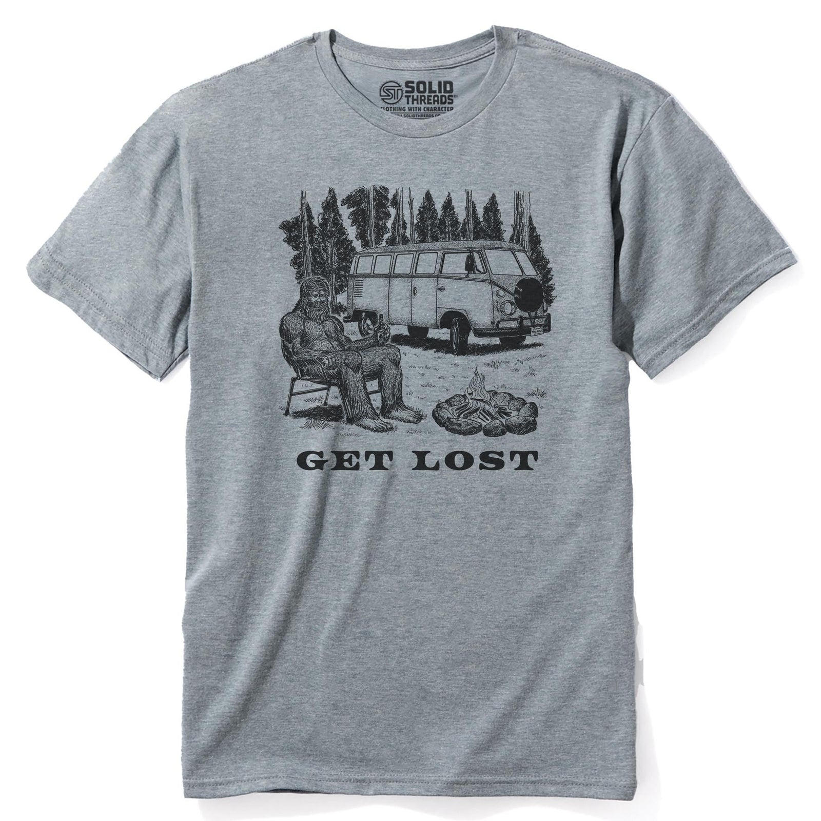 Get Lost Funny Staple T-shirt in Ash Heather - Front View
