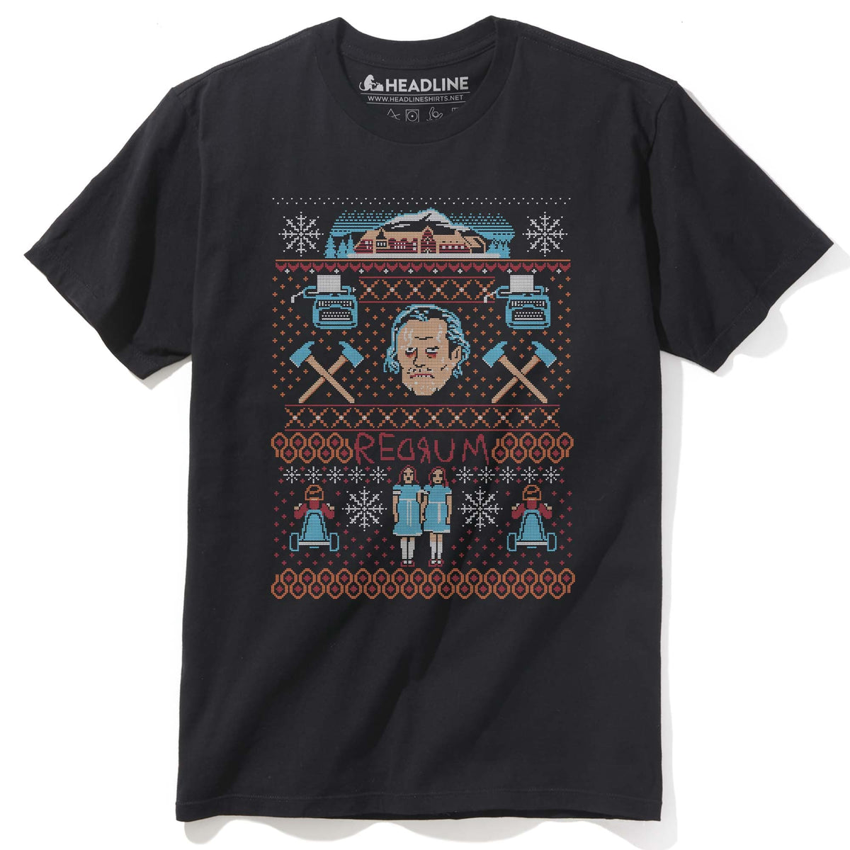 Men&#39;s A Very Redrum Christmas Cool Graphic T-Shirt | Designer Shining Sweater  Tee | Solid Threads