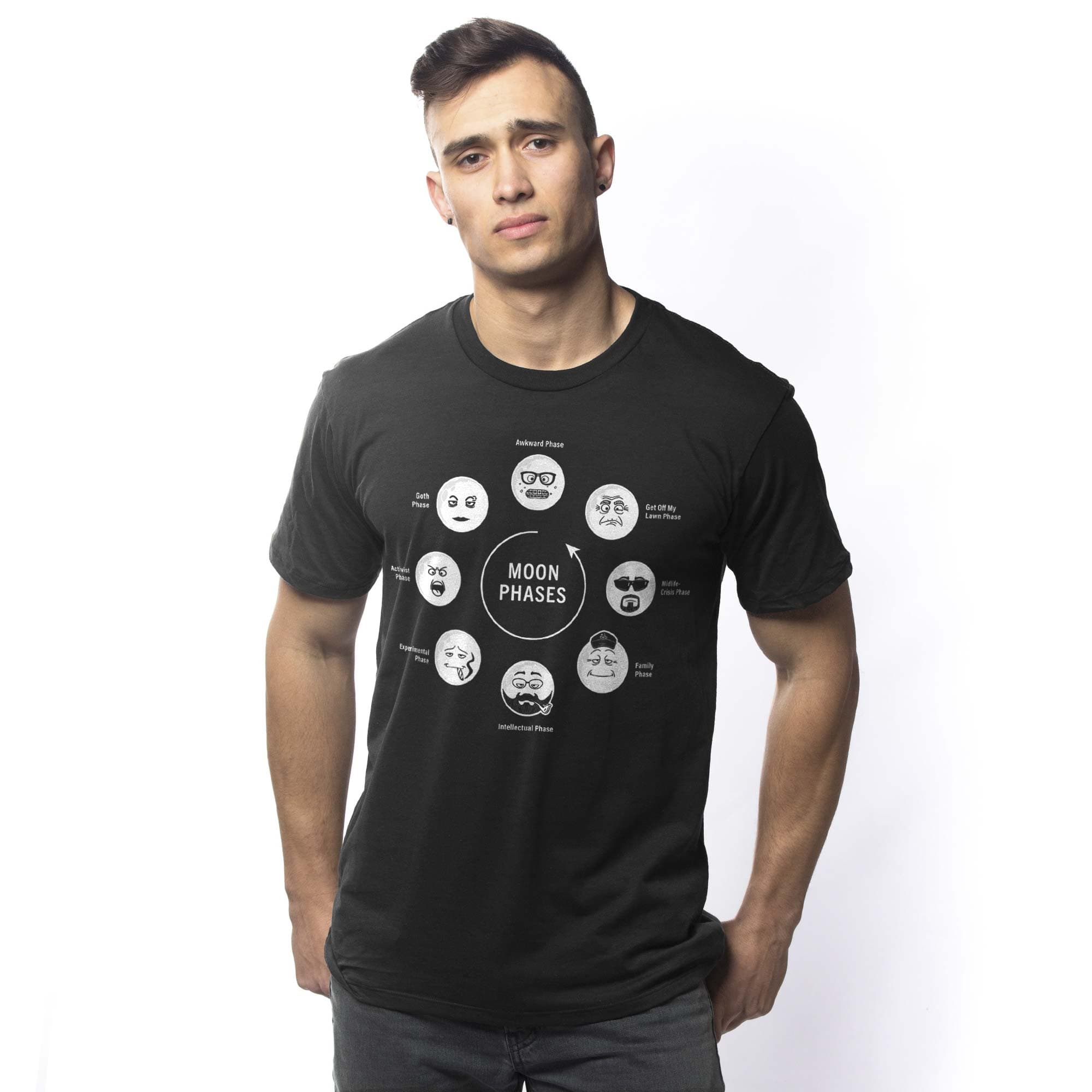 Moon Phases Funny Astrology Graphic T-Shirt Vintage Space Pun