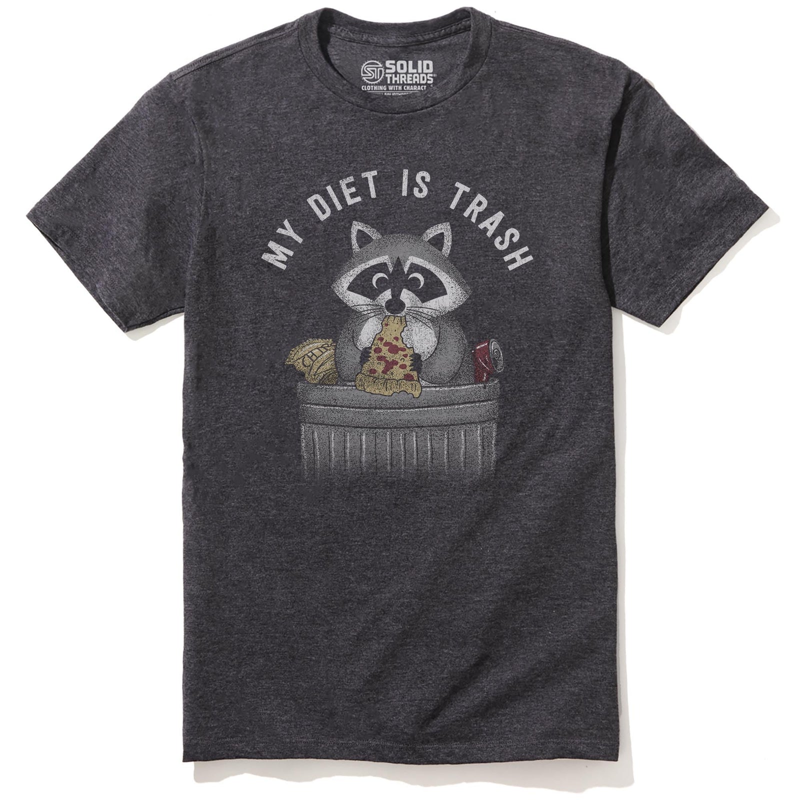 Diet Is Trash Funny Staple T-shirt in Charcoal Heather - Front View