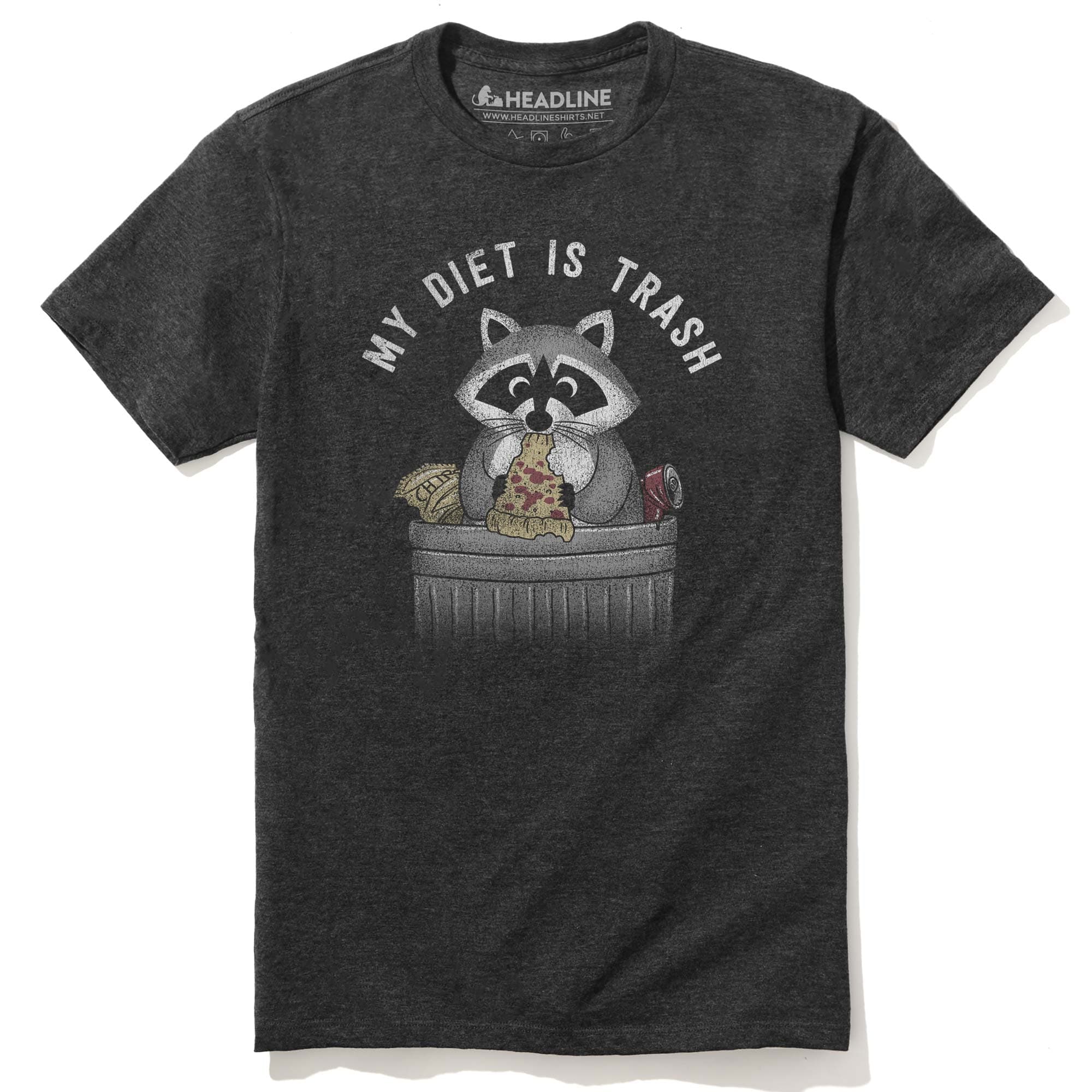 Diet Is Trash Funny Animal Graphic T-Shirt Vintage Raccoon Pizza
