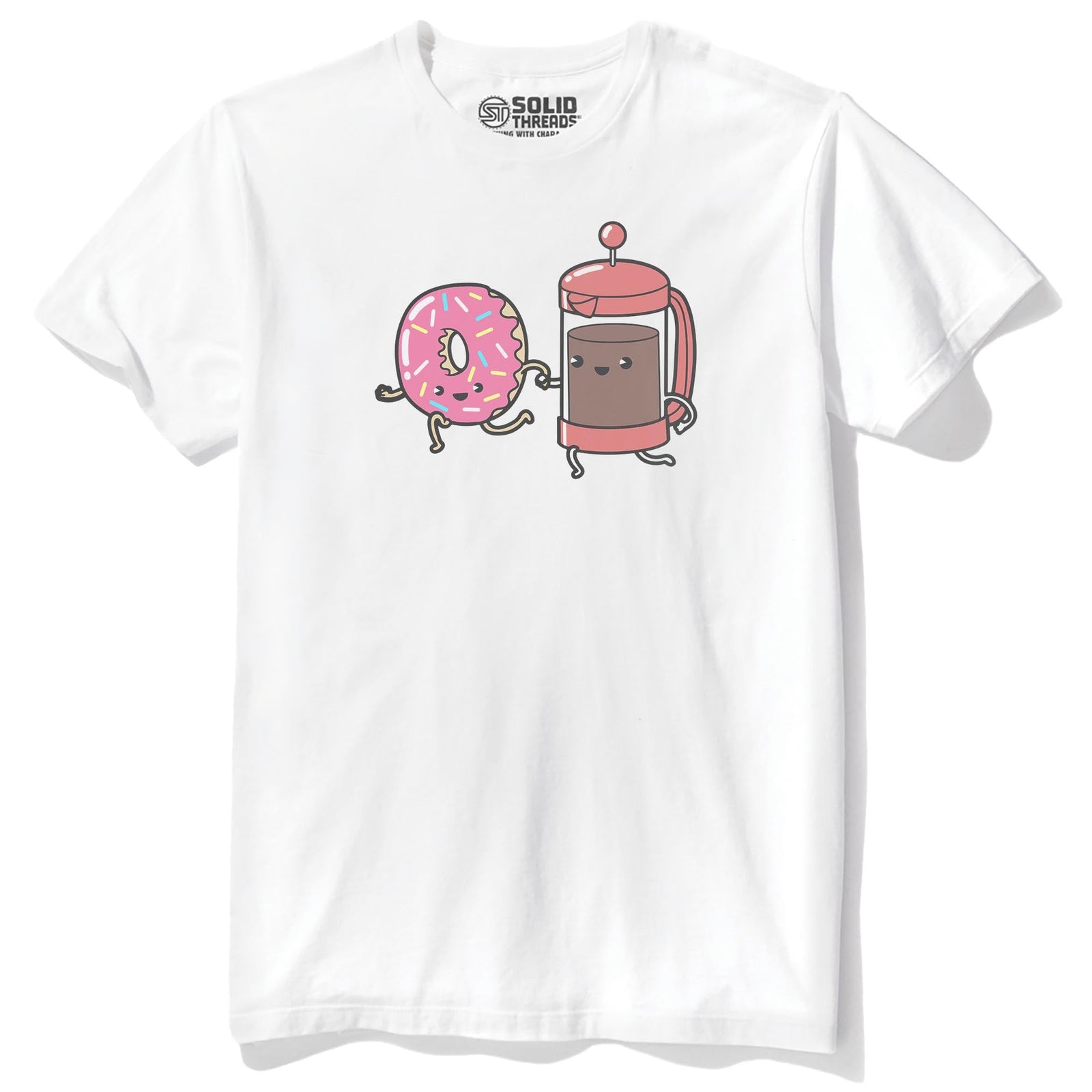 Coffee & Donut Soul Mates Designer Staple T-shirt in White - Front View