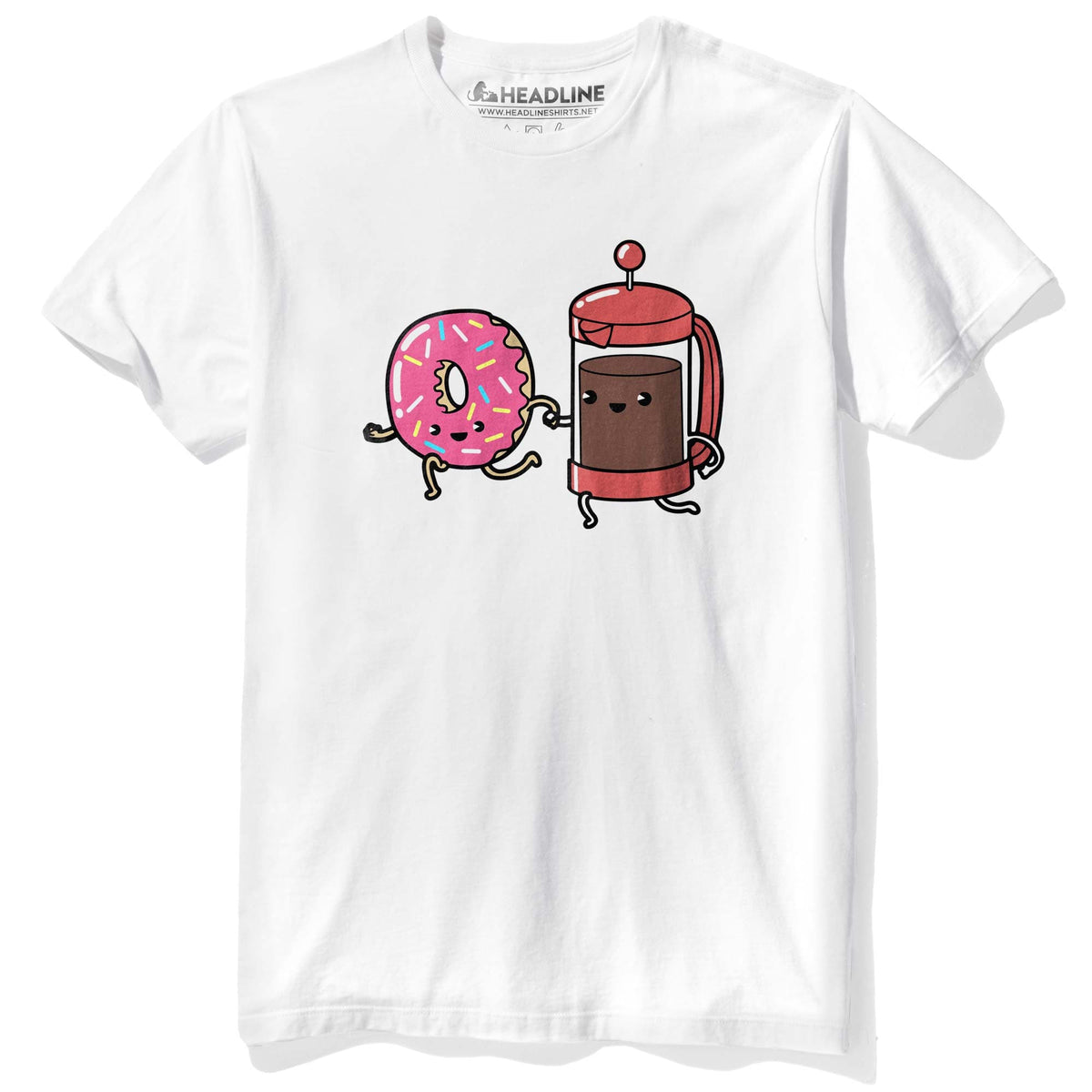 Men&#39;s Coffee &amp; Donut Soulmates Designer Graphic T-Shirt | Funny Sprinkles French Tee | Solid Threads