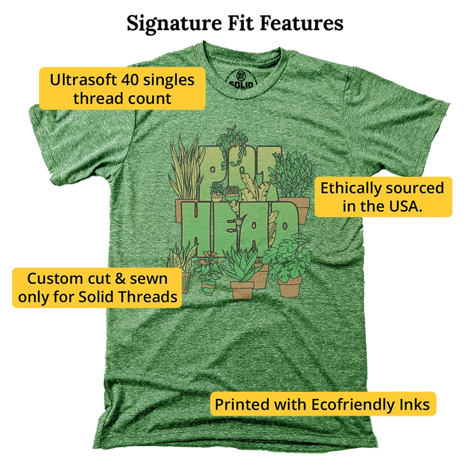 Pot Head Vintage Signature T-shirt in Triblend Kelly - Fit Attributes