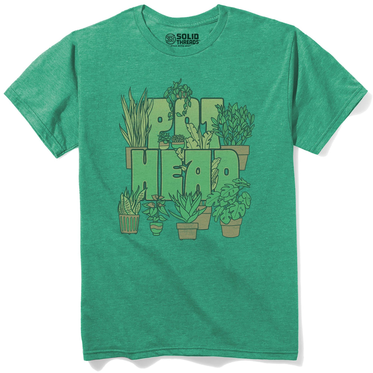 Pot Head Vintage Staple T-shirt in Kelly Heather - Front View