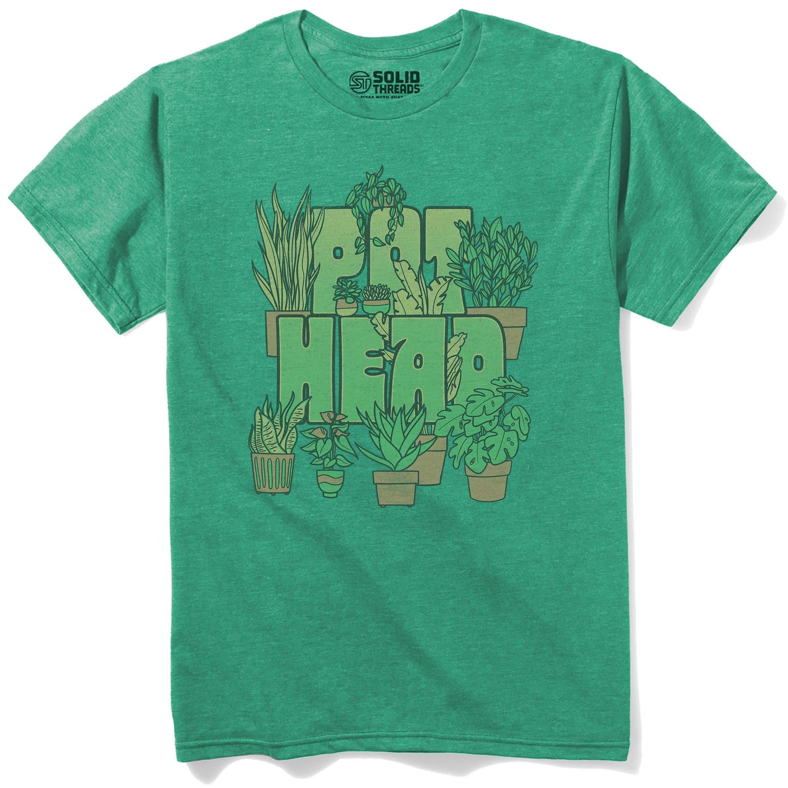 Pot Head Vintage Staple T-shirt in Kelly Heather - Front View
