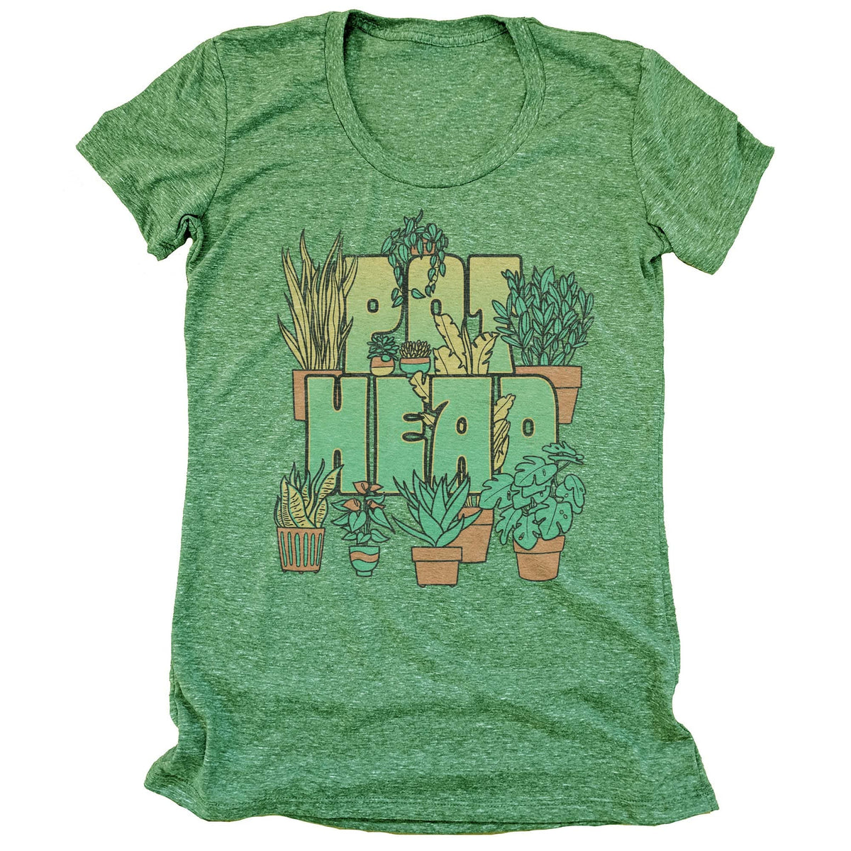 Women&#39;s Pot Head Vintage Marijuana Graphic T-Shirt | Cool House Plant Enthusiast Tee | Solid Threads