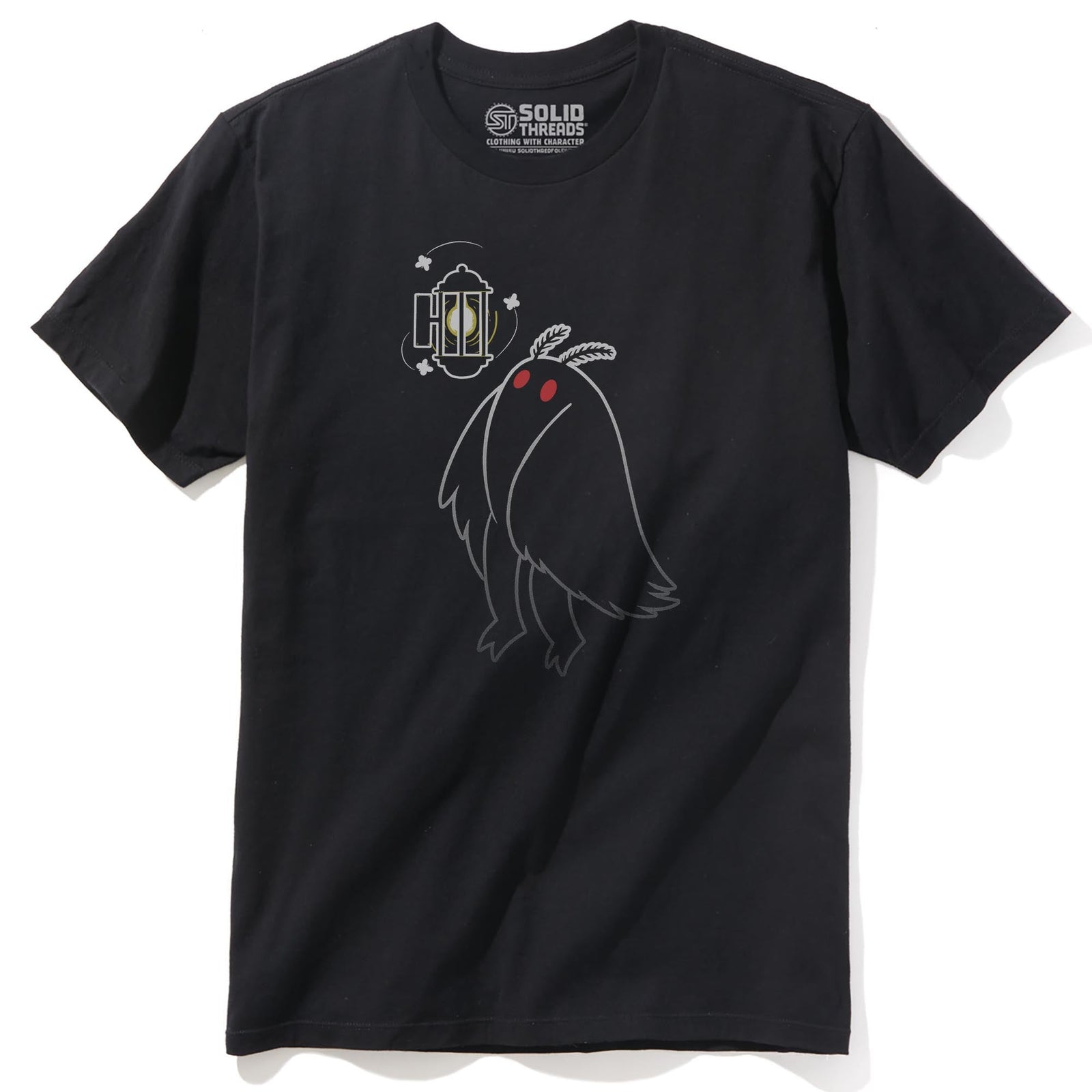 Like A Mothman To A Flame Cool Staple T-shirt in Black - Front View