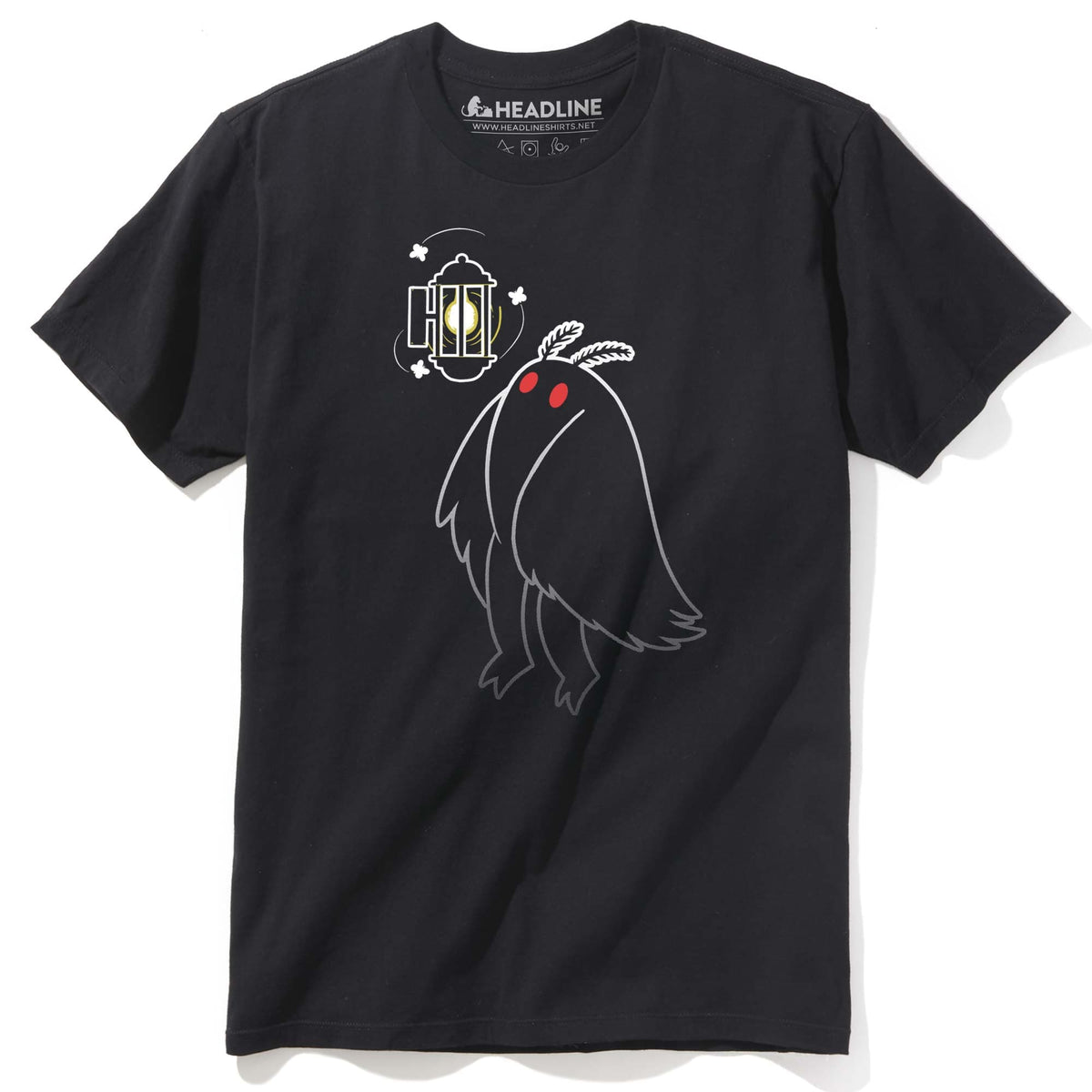 Men&#39;s Like A Mothman To A Flame Cool Graphic T-Shirt | Funny Lamp Cryptid  Tee | Solid Threads