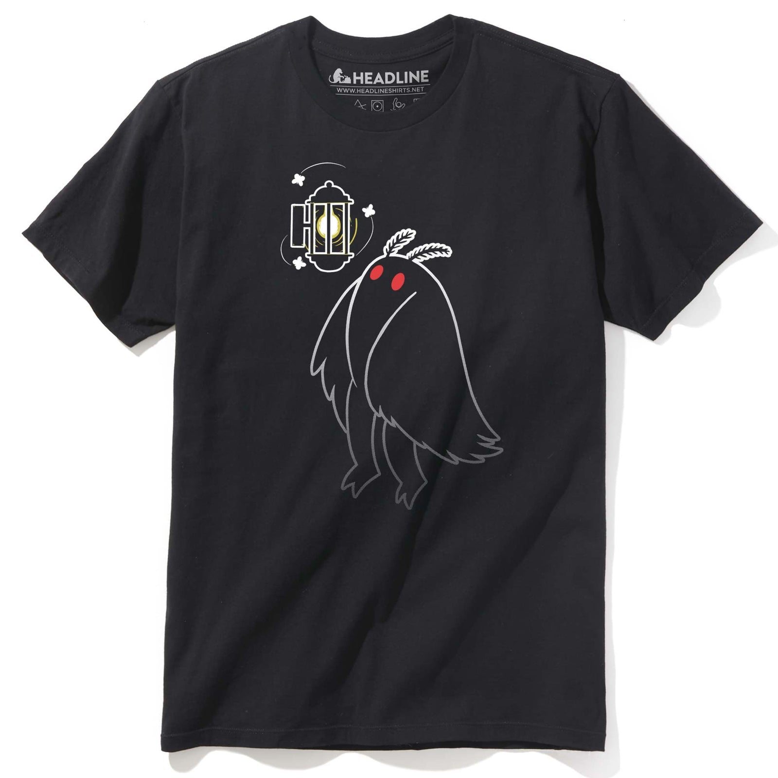 Men's Like A Mothman To A Flame Cool Graphic T-Shirt | Funny Lamp Cryptid  Tee | Solid Threads