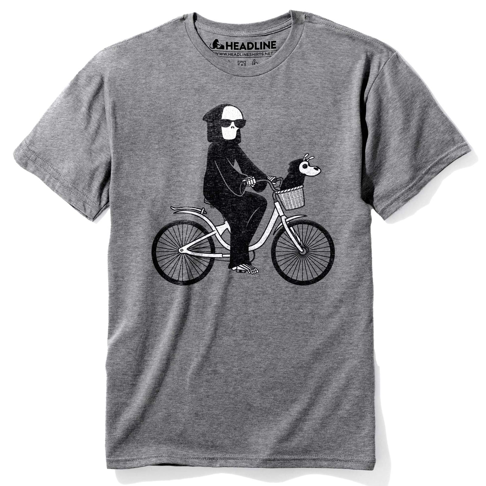 Men's Not So Grim Reaper Funny ET Parody Graphic T-Shirt | Vintage Bicycle Dog Tee | Solid Threads