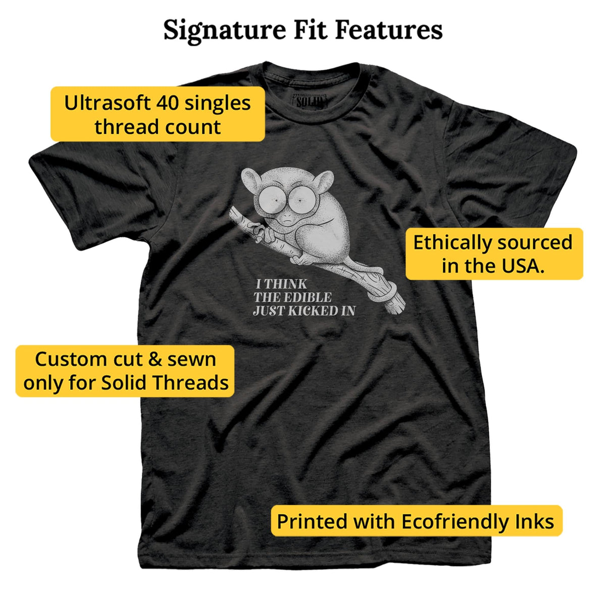 I Think The Edible Just Kicked In Funny Signature T-shirt in Dark Charcoal - Fit Attributes