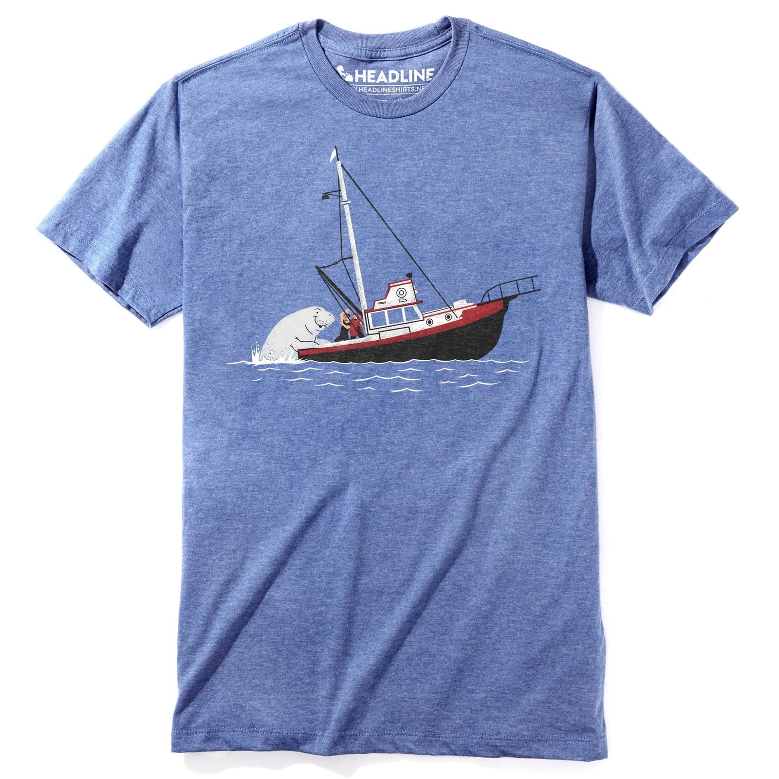 Men's Not Exactly Jaws Designer Beach Graphic T-Shirt | Funny Manatee Movie Tee | Solid Threads