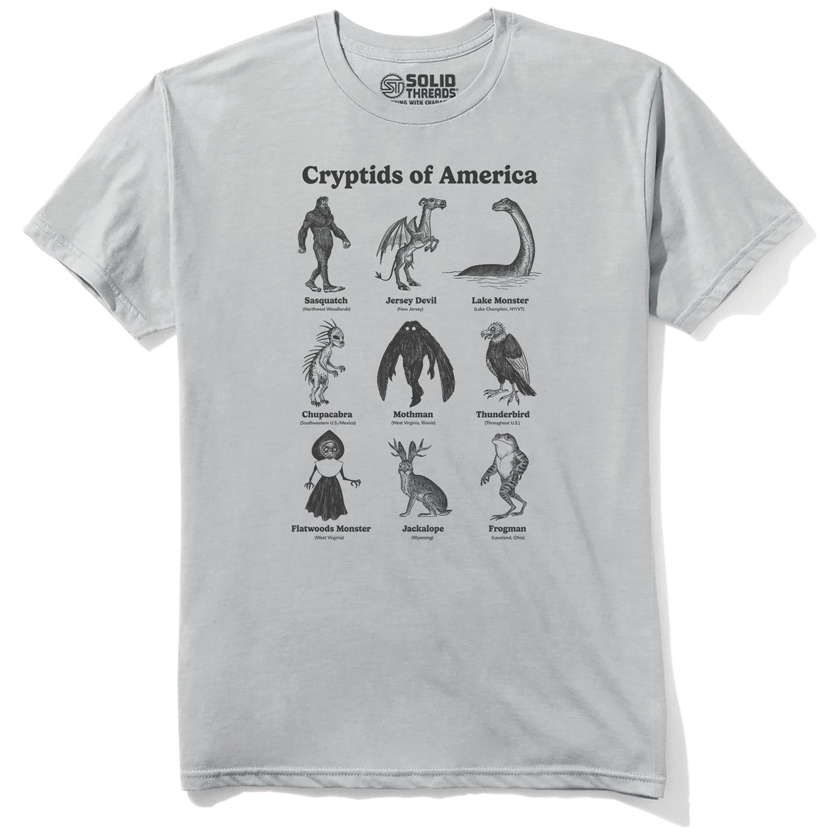 Cryptids Of America Cool Staple T-shirt in Silver - Front View