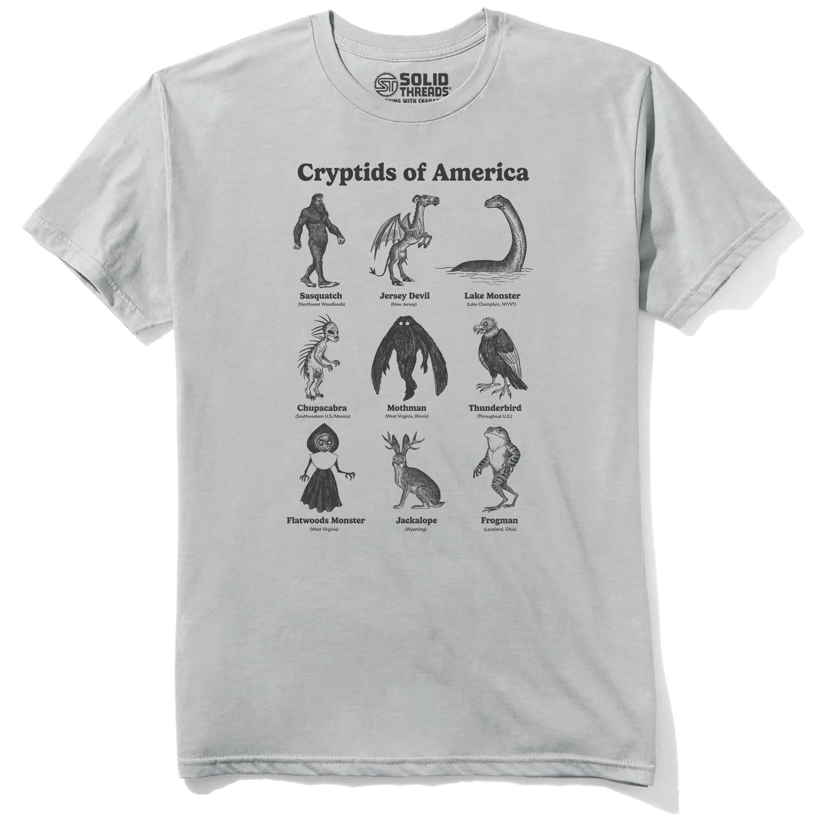 Cryptids Of America Cool Staple T-shirt in Silver - Front View