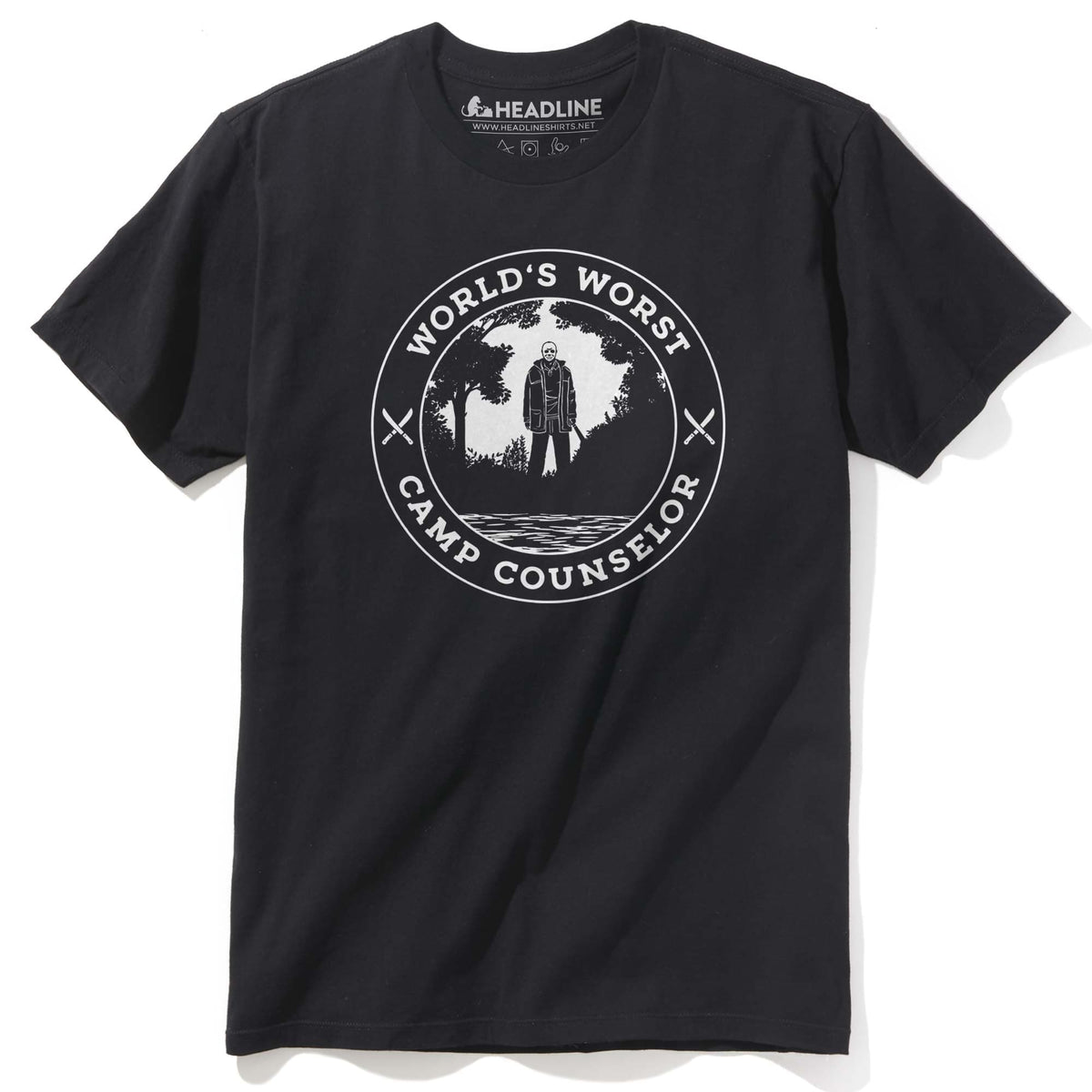 Men&#39;s World&#39;s Worst Camp Counselor Funny Graphic T-Shirt | Cool Horror Movie  Tee | Solid Threads