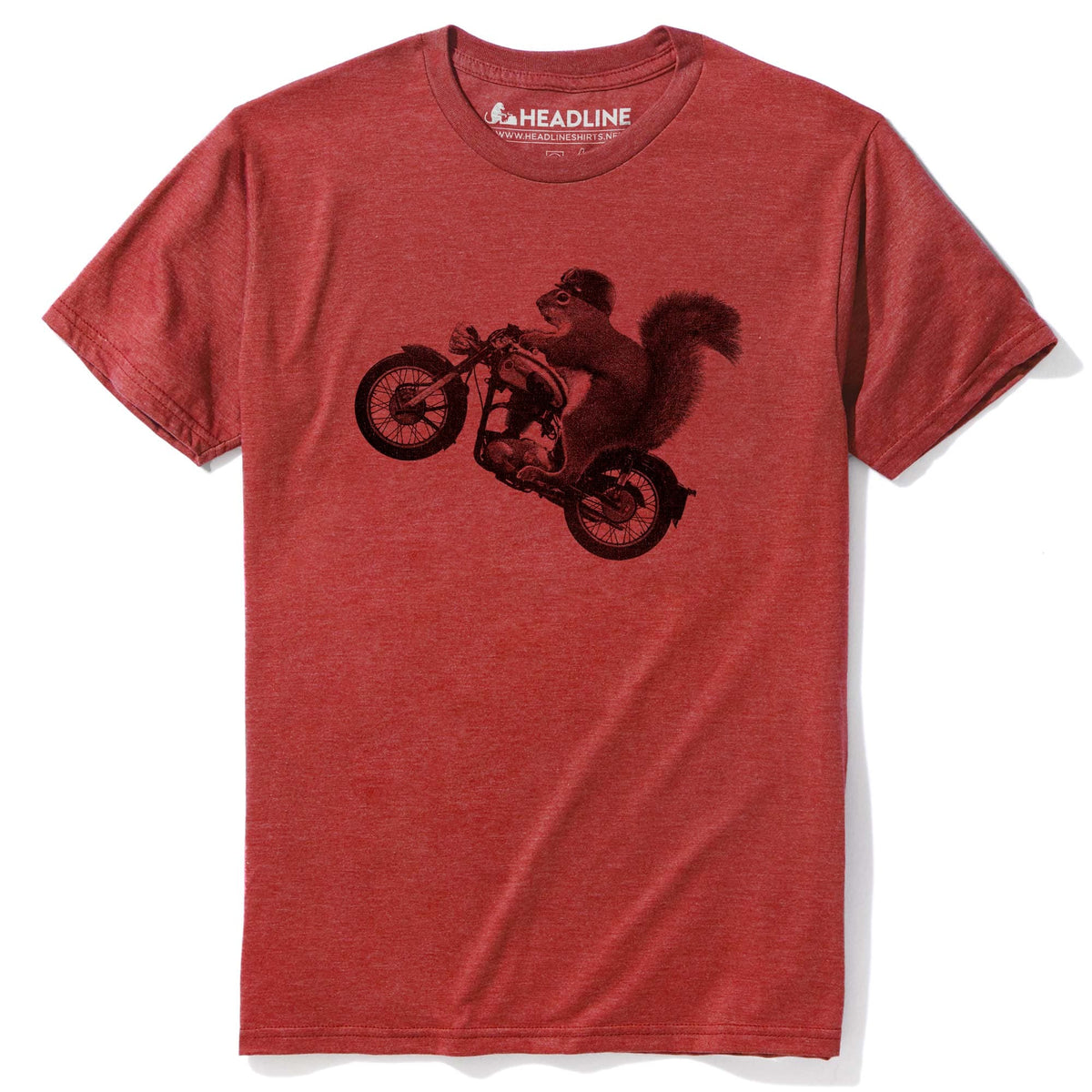 Men&#39;s Fuzzy Rider Retro Graphic T-Shirt | Vintage Squirrel Motorcycle Biker Tee | Solid Threads