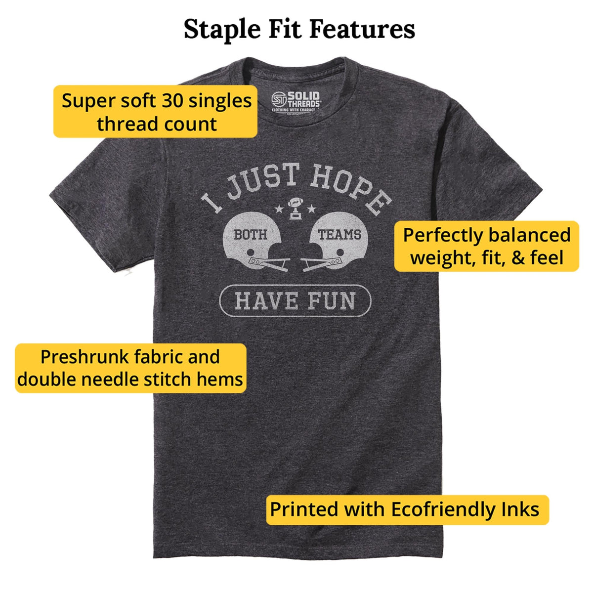 I Just Hope Both Teams Have Fun Vintage Staple T-shirt in Charcoal Heather - Fit Attributes
