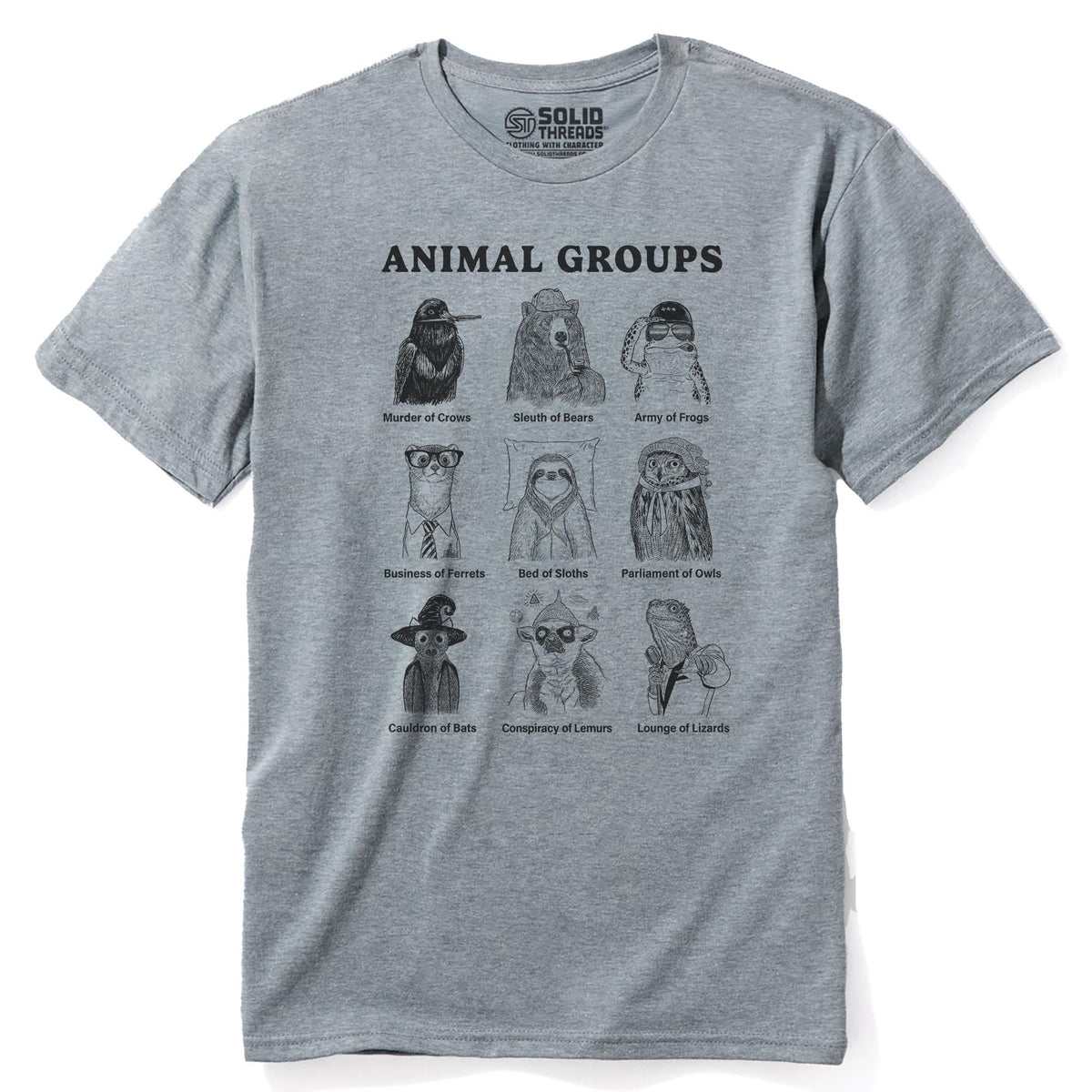 Animal Groups Funny Staple T-shirt in Ash Heather - Front View