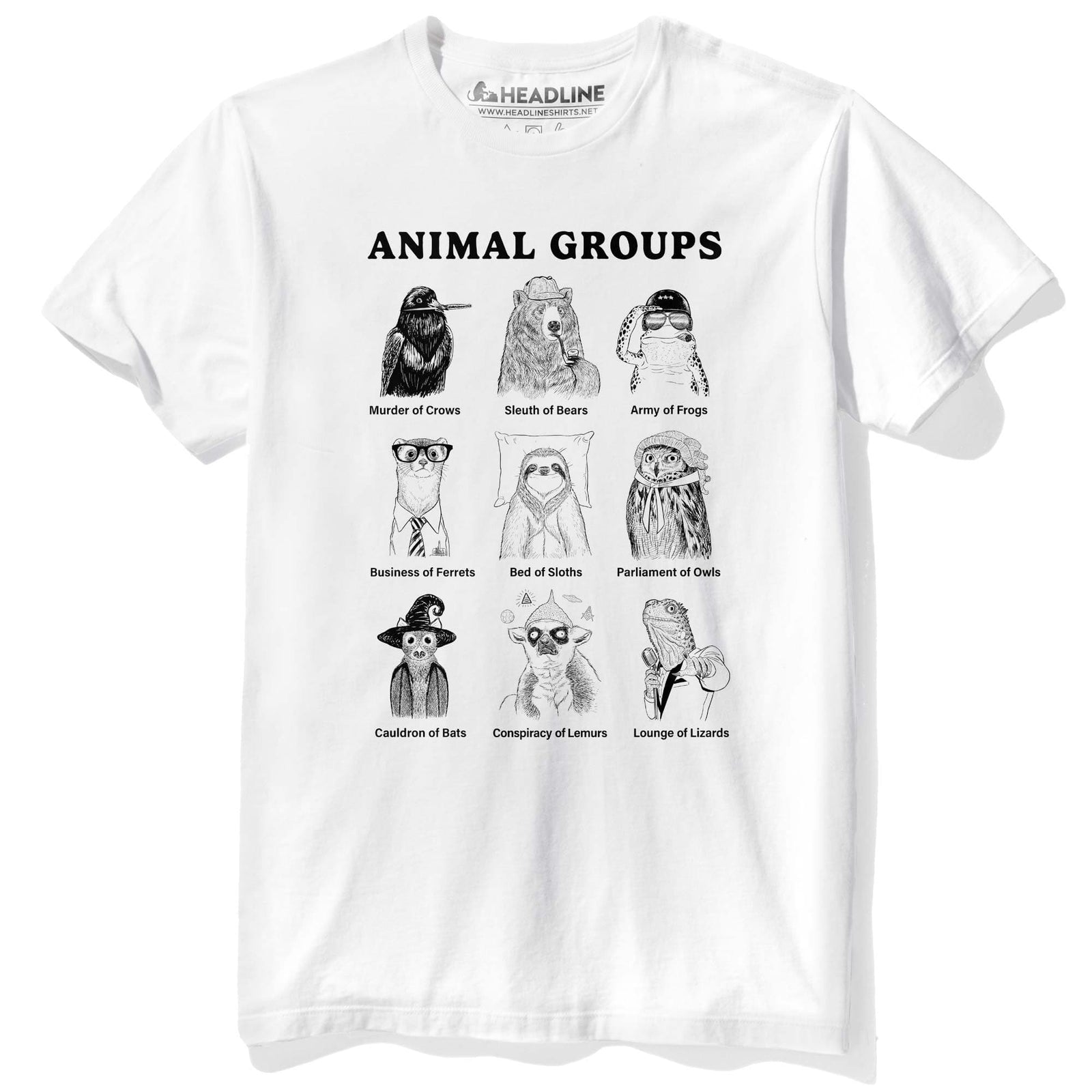 Men's Animal Groups Cool Nerdy Zoology Graphic T-Shirt | Funny Collective Nouns Tee | Solid Threads
