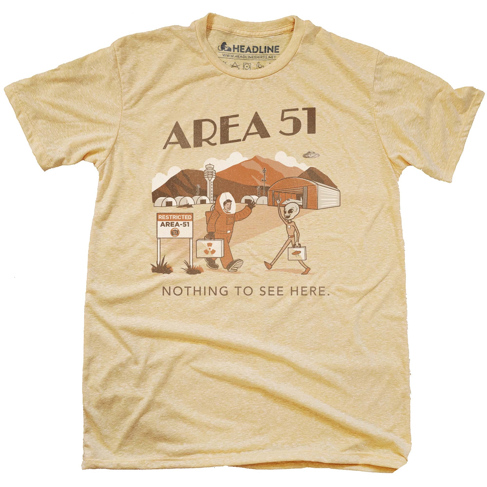 Area 51 Funny Alien Graphic T-Shirt | Vintage UFO Desert Tourist