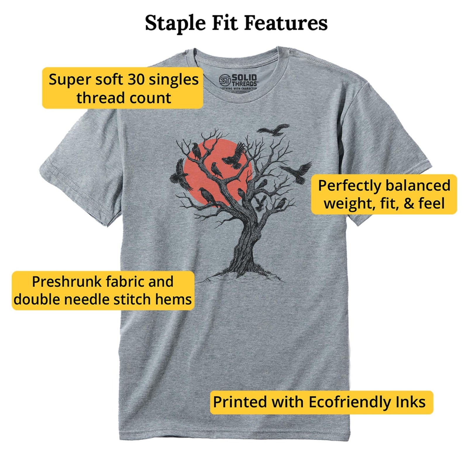 Murder At Sunset Designer Staple T-shirt in Ash Heather - Fit Attributes