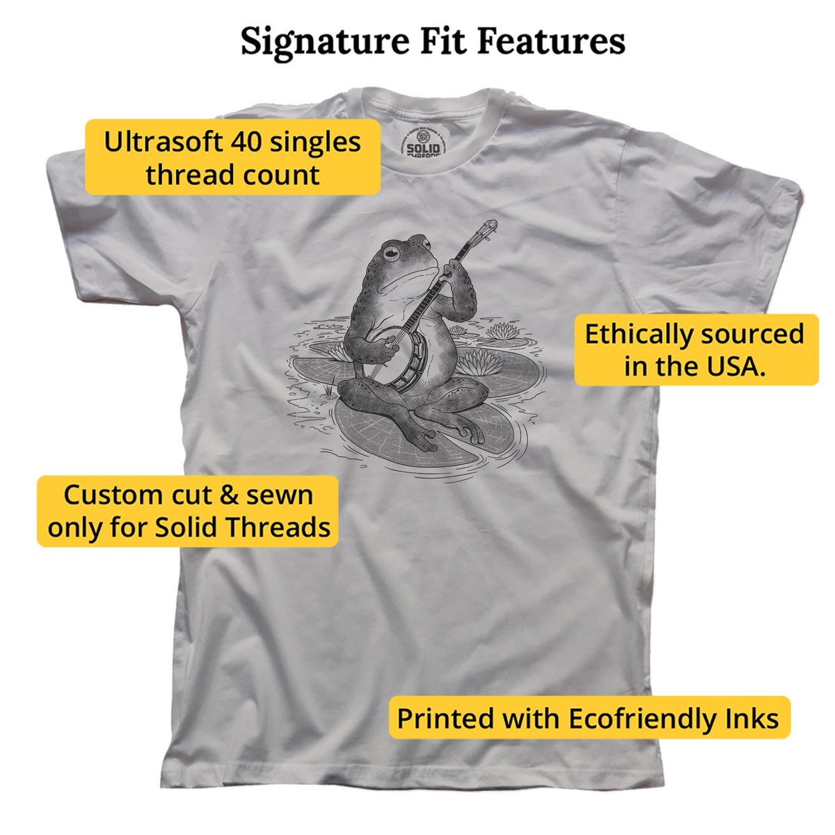 Country Frog Designer Signature T-shirt in Silver - Fit Attributes