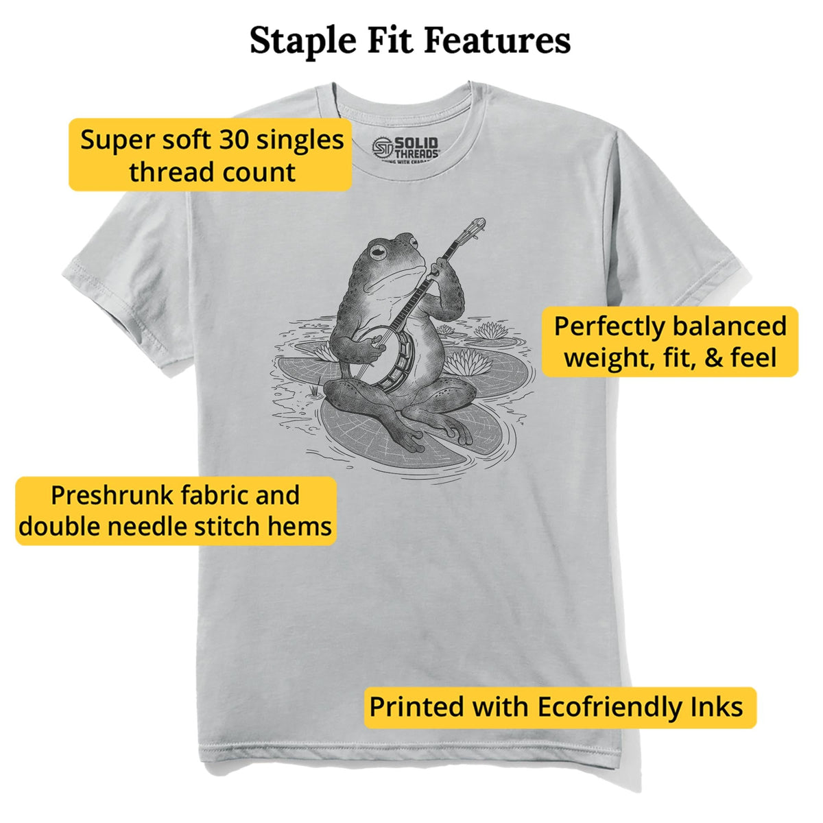 Country Frog Designer Staple T-shirt in Silver - Fit Attributes