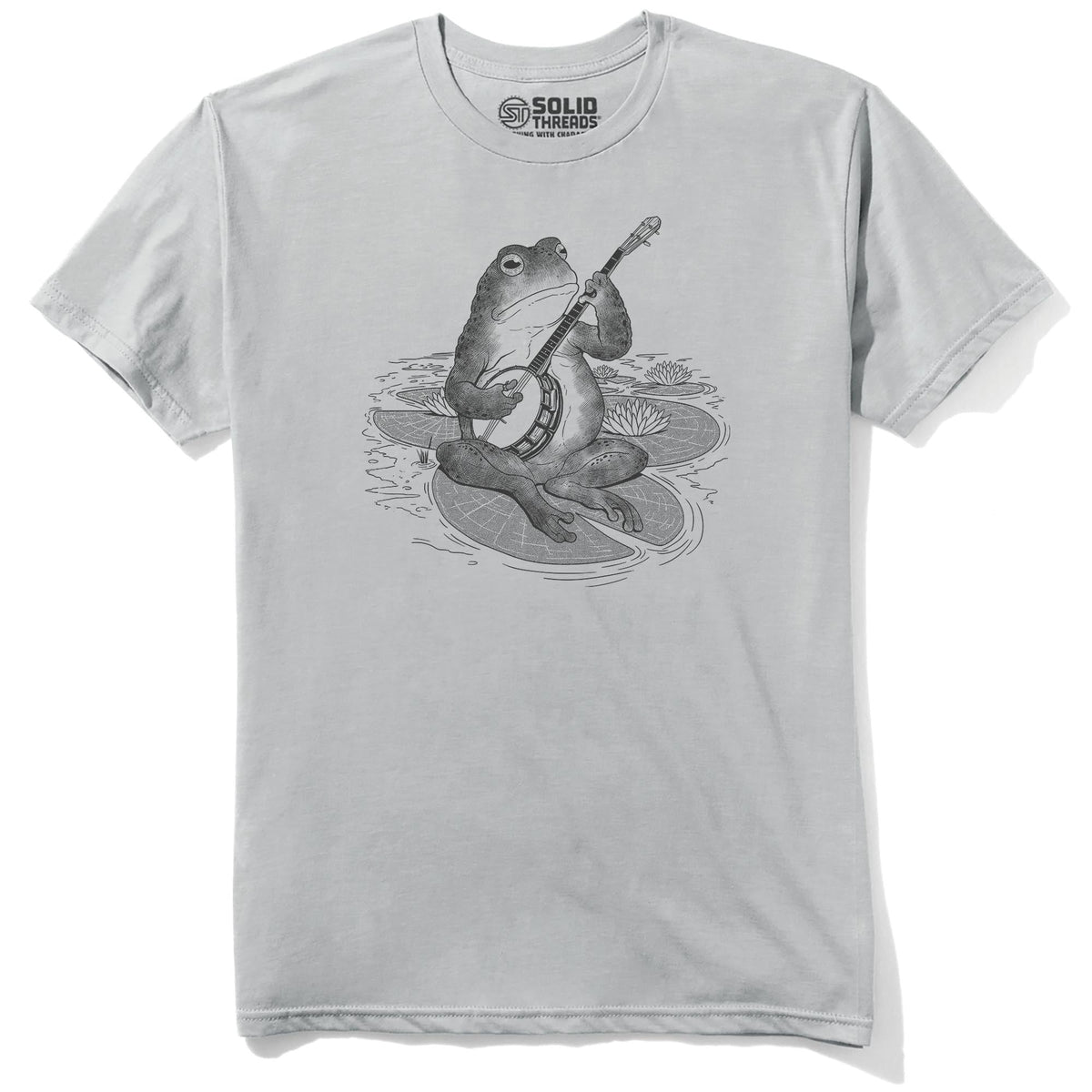 Country Frog Designer Staple T-shirt in Silver - Front View