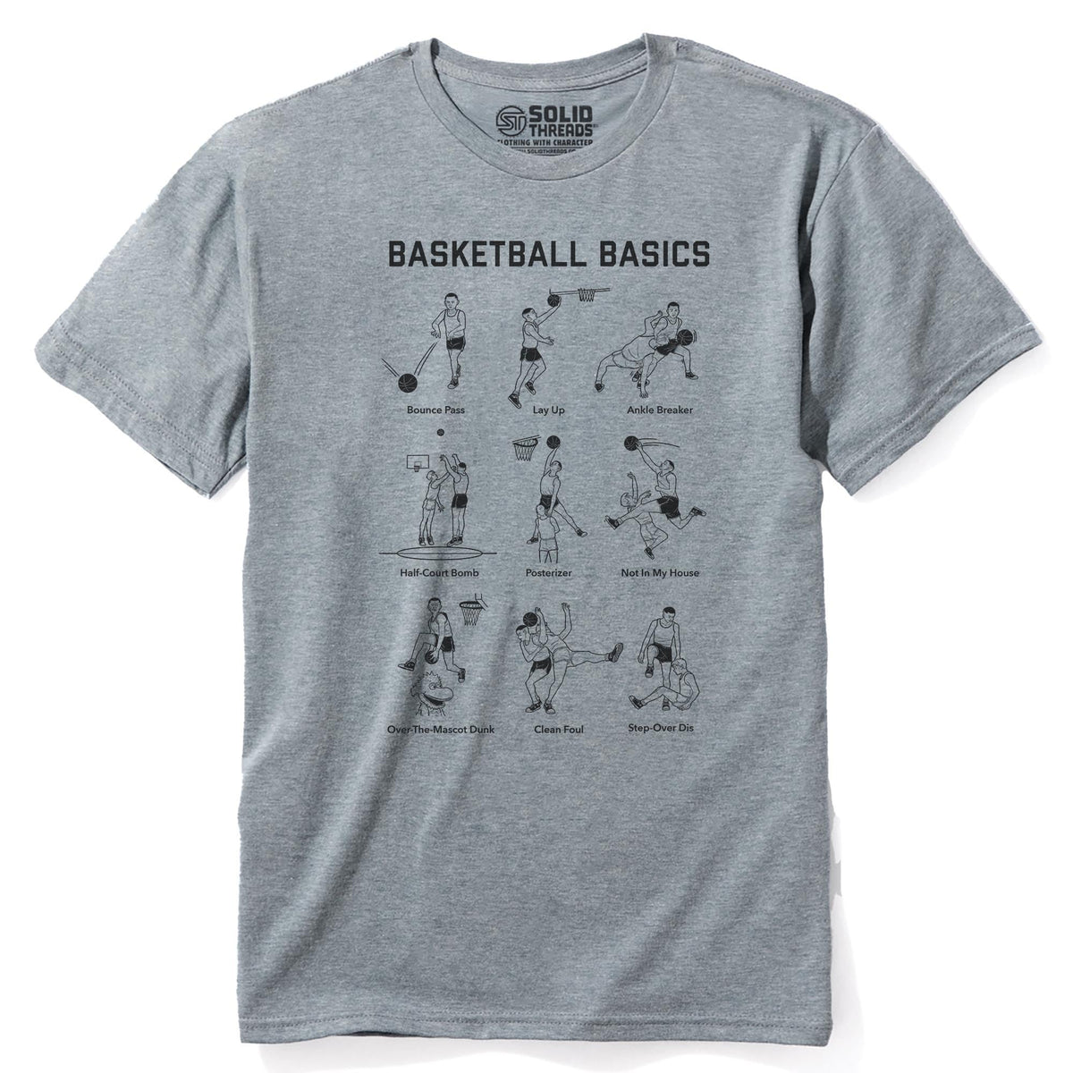 Basketball Basics Funny Staple T-shirt in Ash Heather - Front View